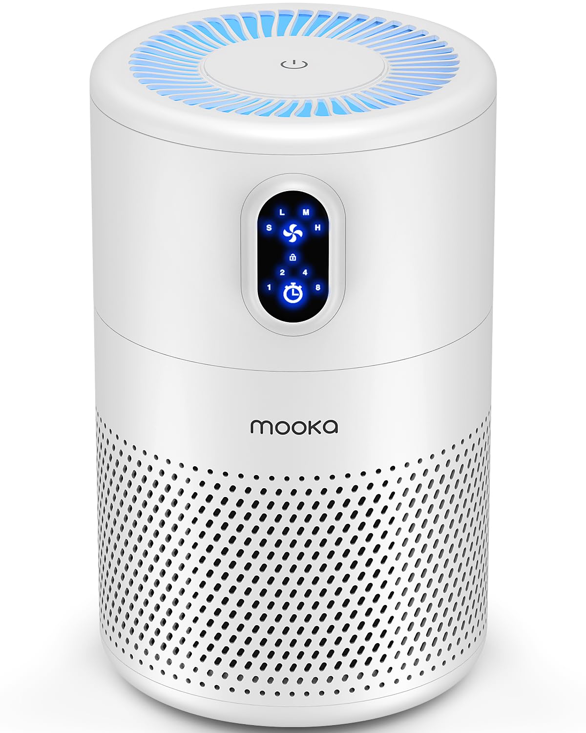MOOKA Air Purifiers for Home Large Room up to 1076 ft², H13 True HEPA Air Filter Cleaner, Odor Eliminator, Remove Smoke Dust Pollen Pet Dander, Night Light, B-D02L Black