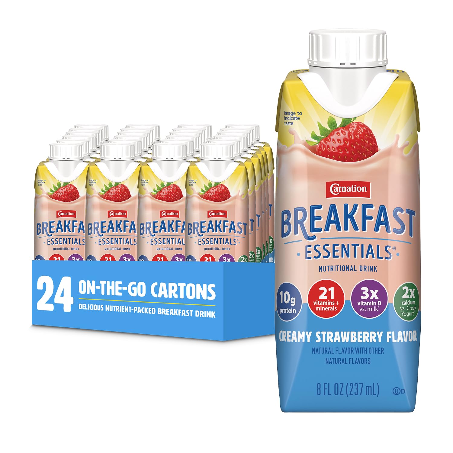 Carnation Breakfast Essentials Complete Nutritional Drink Cookies N Crème Flavor 8 oz Bottle 24 Ct