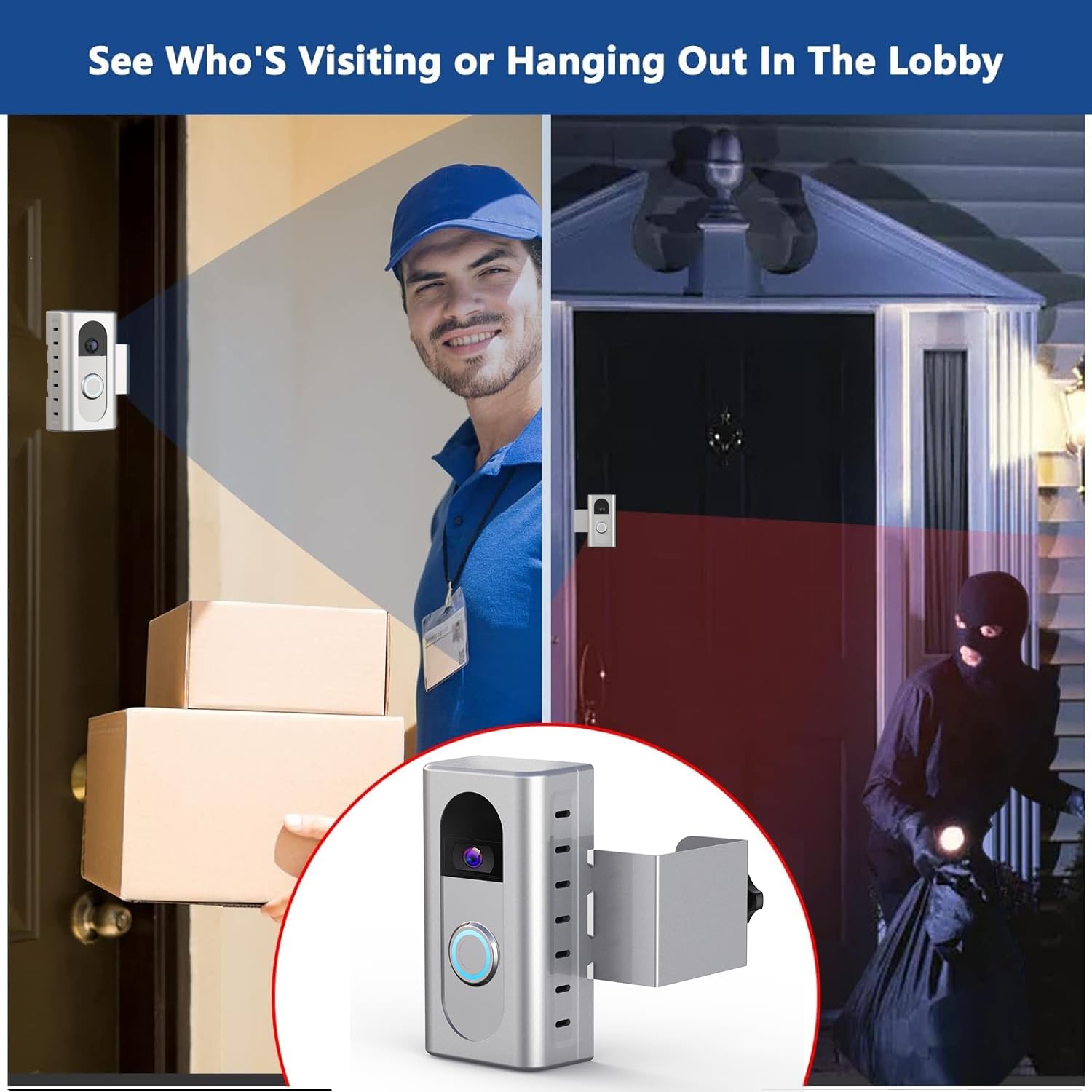 KIMILAR Anti-Theft Video Doorbell Mount Compatible with Ring/Blink Wireless Video Doorbell, Adjustable Mounting Bracket Accessories for Houses, Apartments, Businesses, Not for Blink 2nd Gen
