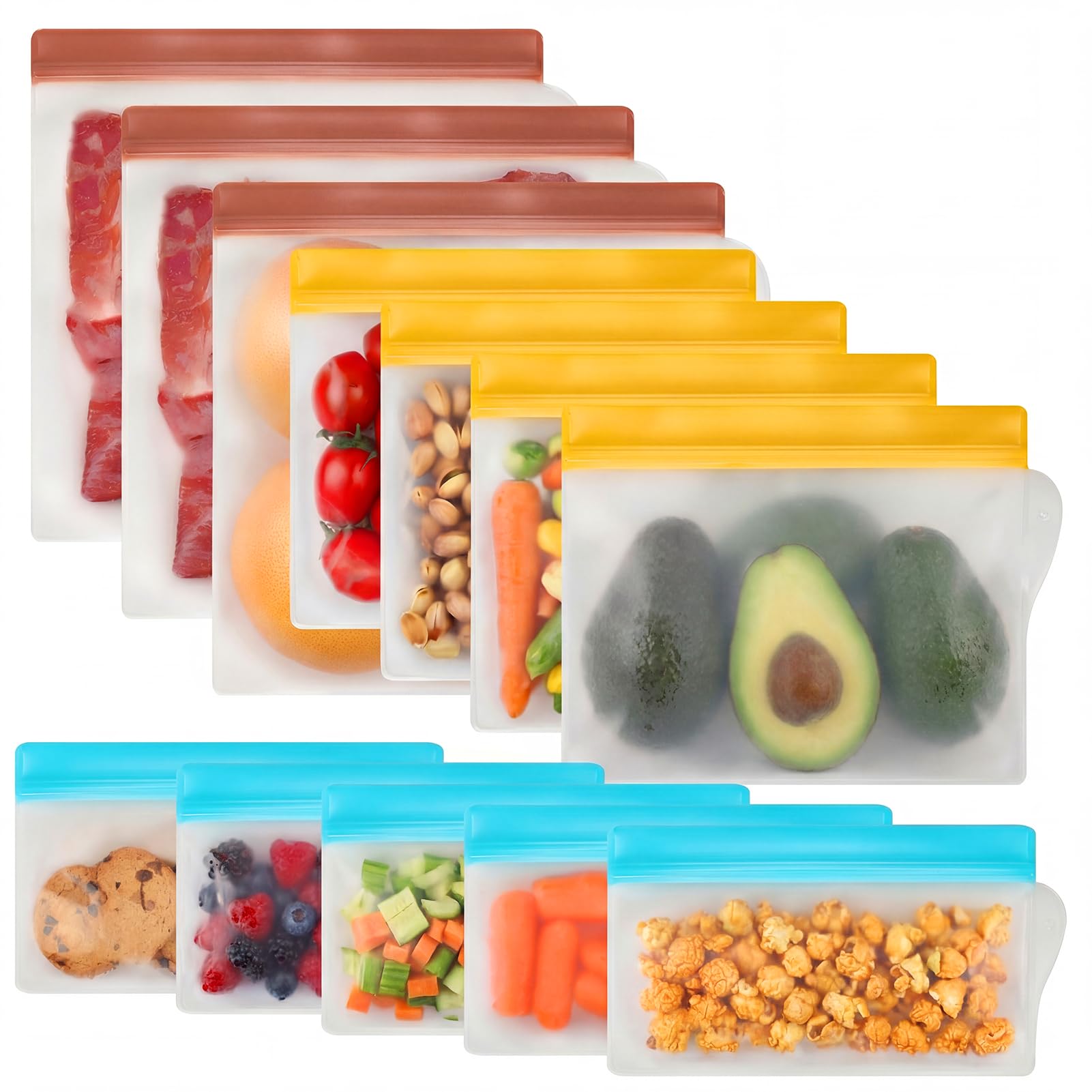 RLAVBL 1/2 Gallon Freezer Bags Reusable Food Storage Bags for Vegetable, Liquid, Snack, Meat, Sandwich, 10.2x7.87 Inch, 10 Pack