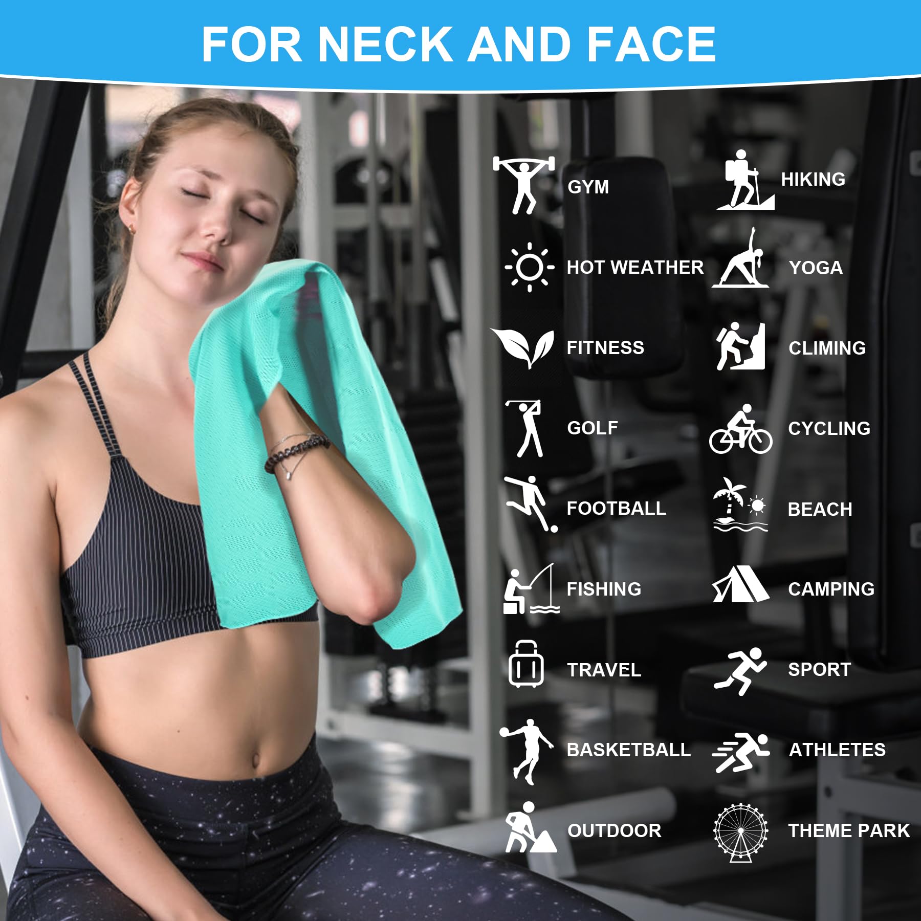 4 Pack Cooling Towels for Neck and Face(40"x12"), Cooling Neck Wraps, Ice Towel for Hot Weather, Soft Breathable Gym Towel, Cool Towel for Workout, Camping, Yoga, Sport, Running