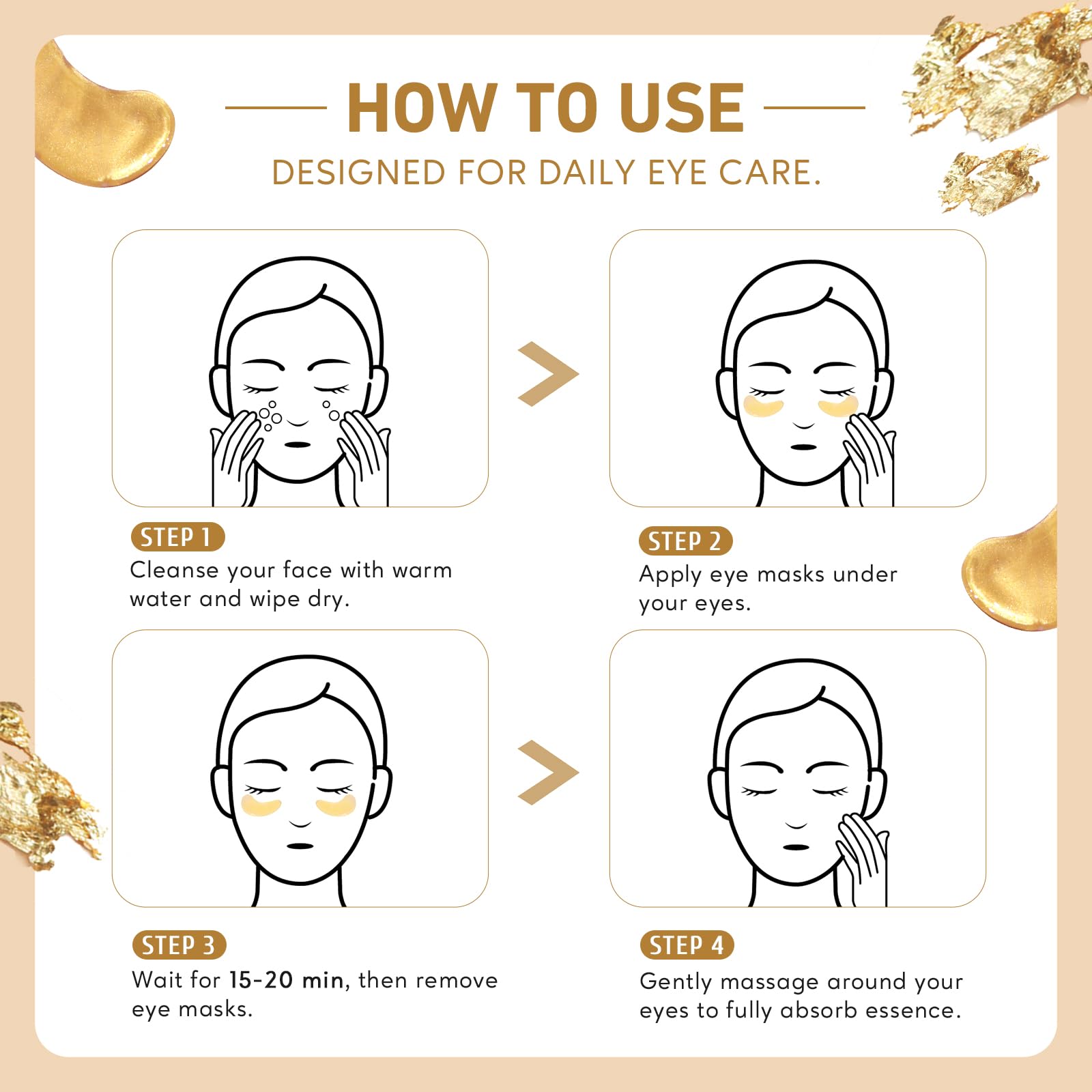 Yeokoe Under Eye Patches for Dark Circles,Eye Mask for Puffy Eyes With Collagen,Retinol,Vitmin C,Hyaluronic Acid and Niacinamide Face Masks Skincare Spa Gifts for Woman 20Pairs