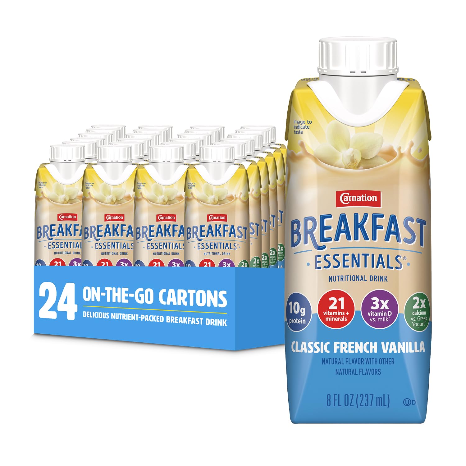 Carnation Breakfast Essentials Complete Nutritional Drink Cookies N Crème Flavor 8 oz Bottle 24 Ct