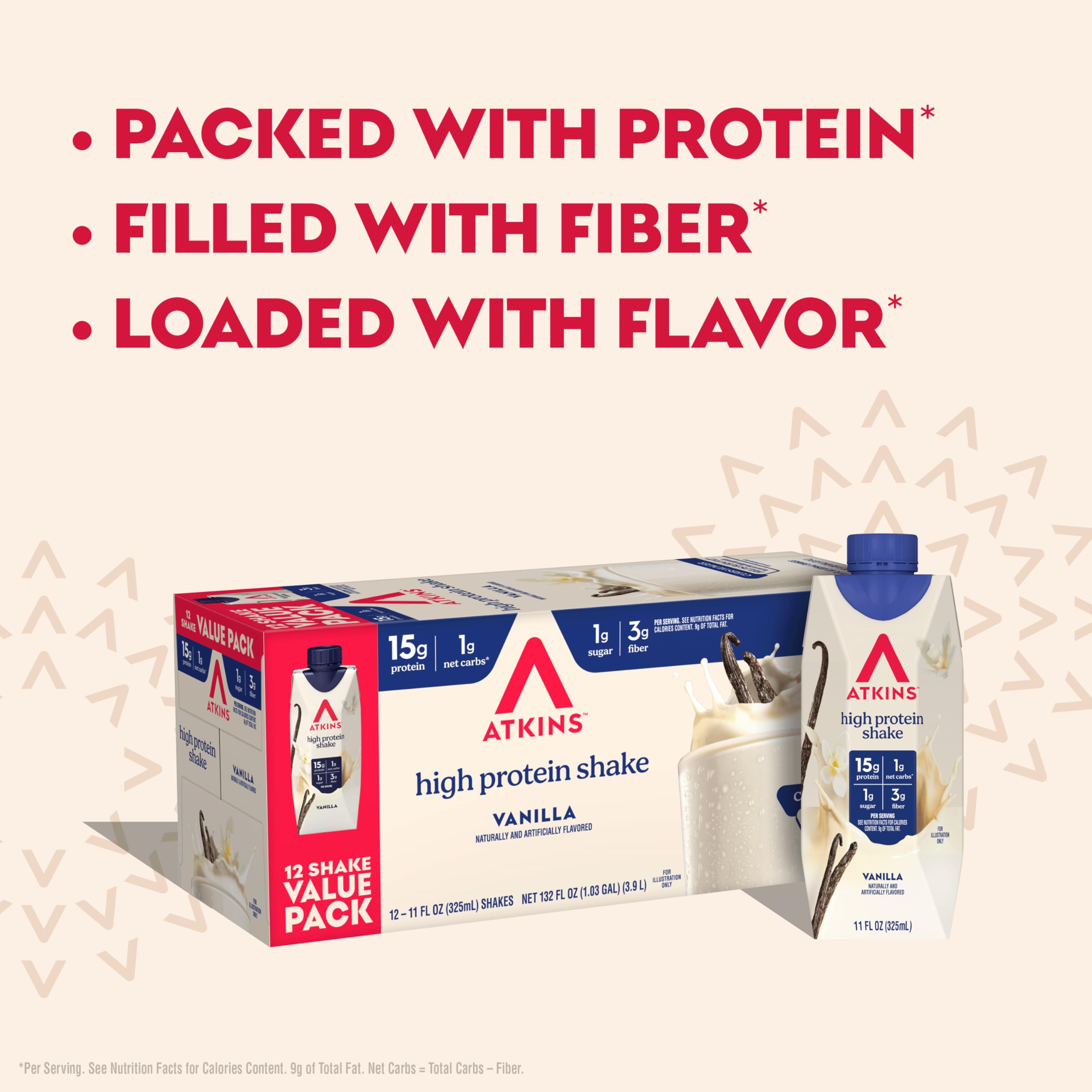 Atkins Chocolate Banana Protein-Rich Shake. With B Vitamins and Protein. Made with Real Fruit. Keto-Friendly and Gluten Free, 11 Fl Oz (Pack of 12)