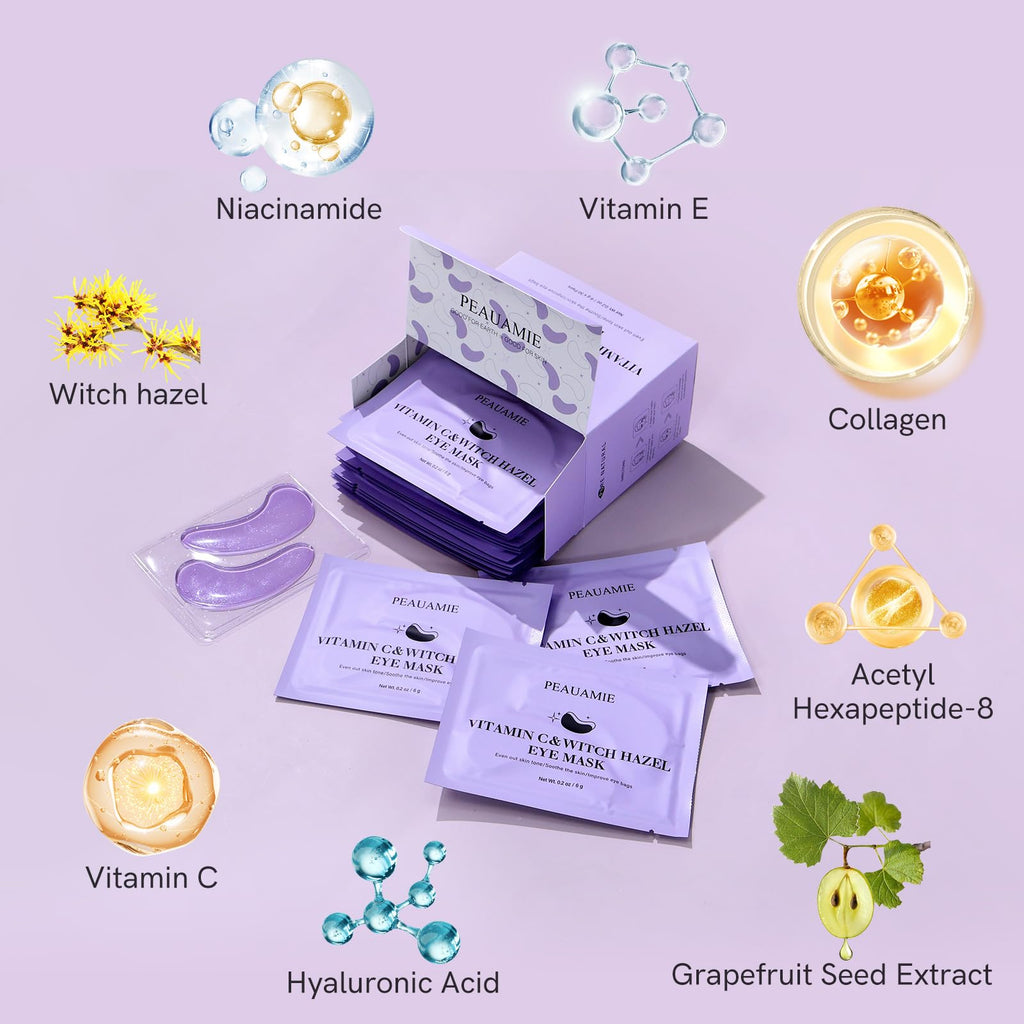 PEAUAMIE Under Eye Patches Collagen and Peptide Eye Mask for Dark Circles and Puffiness,Face Mask Skin Care Products 30 Pairs