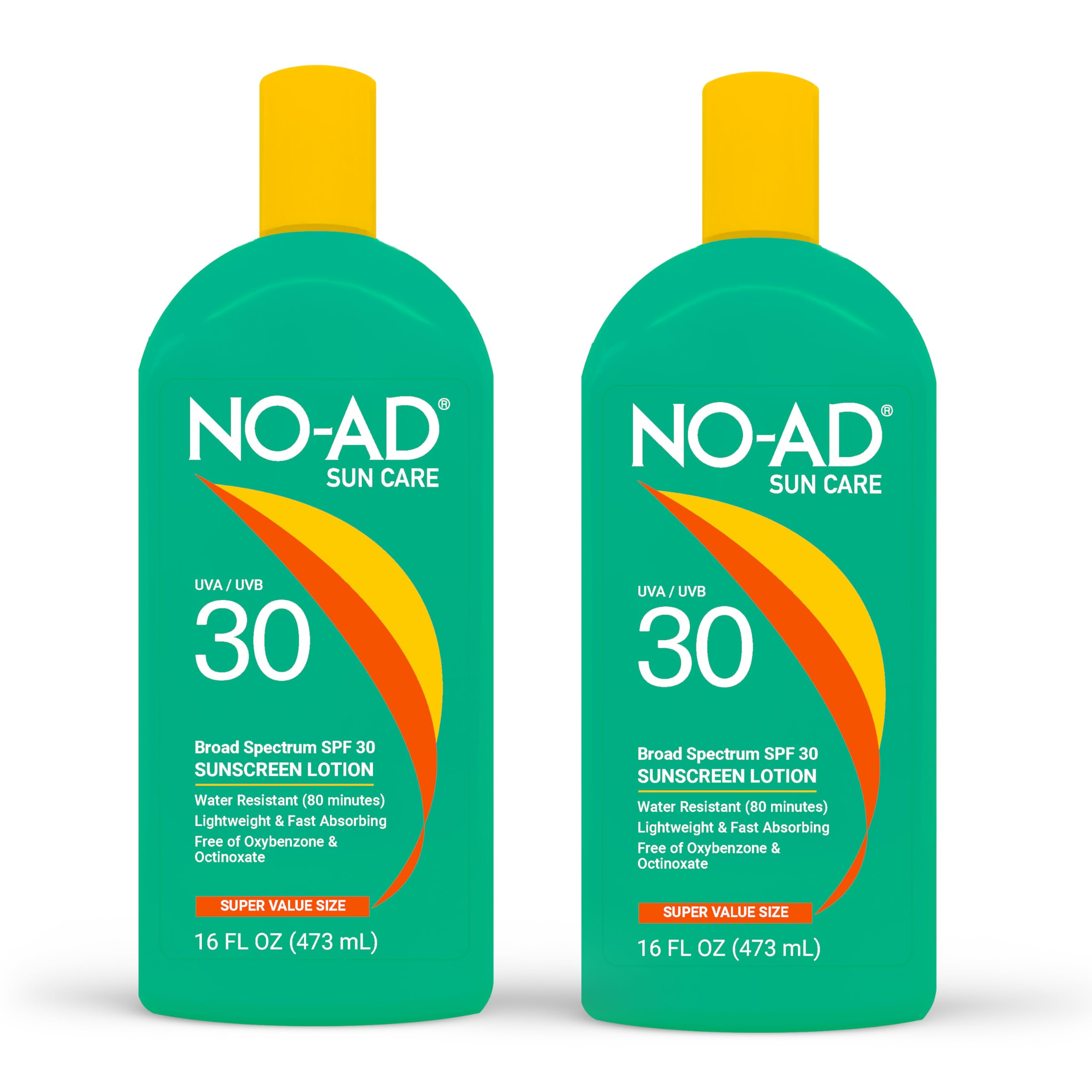 NO-AD SPF 50 SPORT Sunscreen Lotion | Hypoallergenic | Broad Spectrum UVA/UVB Protection | Water Resistant | Octinoxate & Oxybenzone Free with moisturizing Vitamin E and Aloe 16oz
