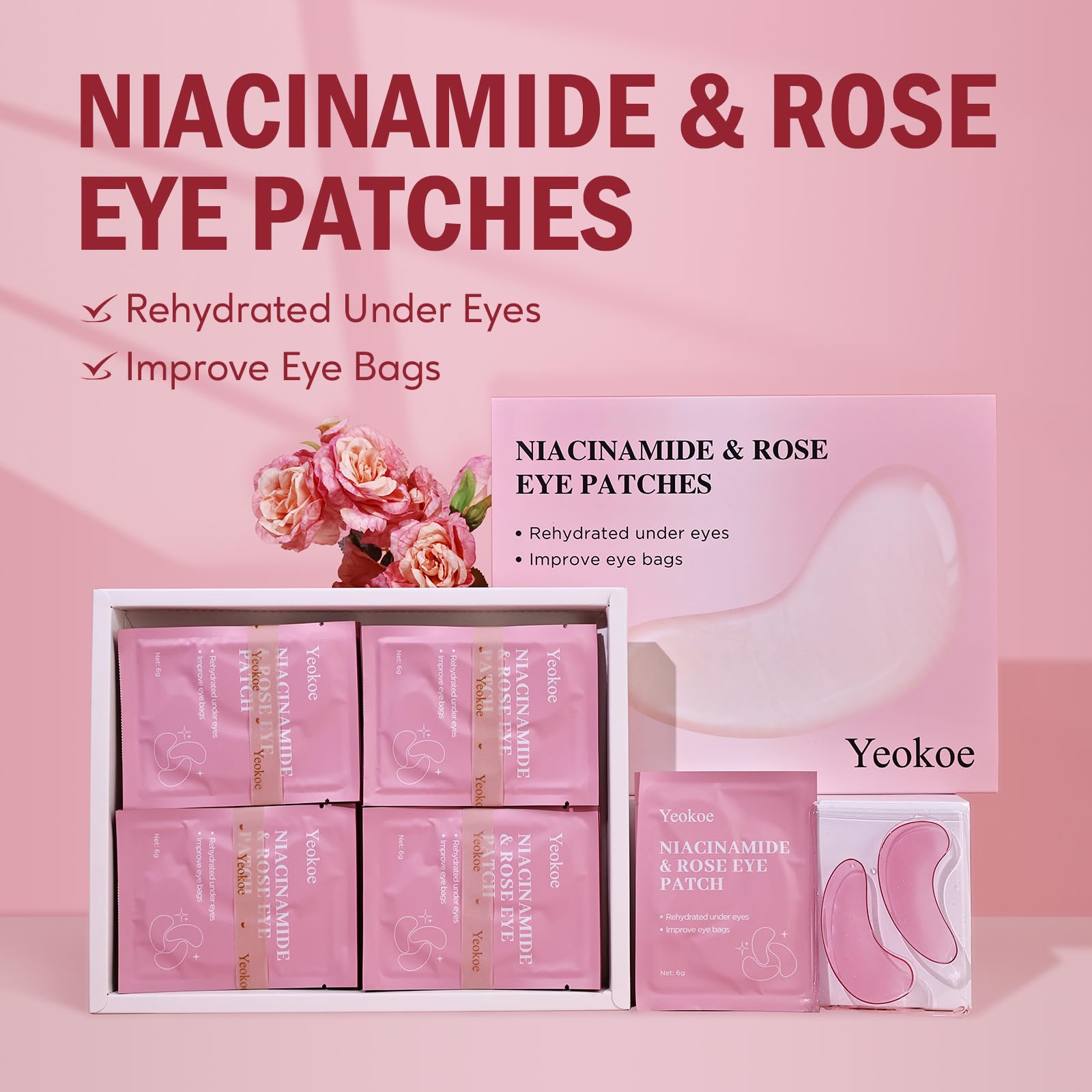 Yeokoe Under Eye Patches for Dark Circles,Eye Mask for Puffy Eyes With Collagen,Retinol,Vitmin C,Hyaluronic Acid and Niacinamide Face Masks Skincare Spa Gifts for Woman 20Pairs