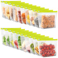 SPLF 20 Pack Reusable Slider Quart Freezer Bags Dishwasher Microwave Safe, BPA Free Leakproof Quart Slider Food Storage Bags, Containers for Fruits, Veggies, Sandwich, Snack, Travel Item