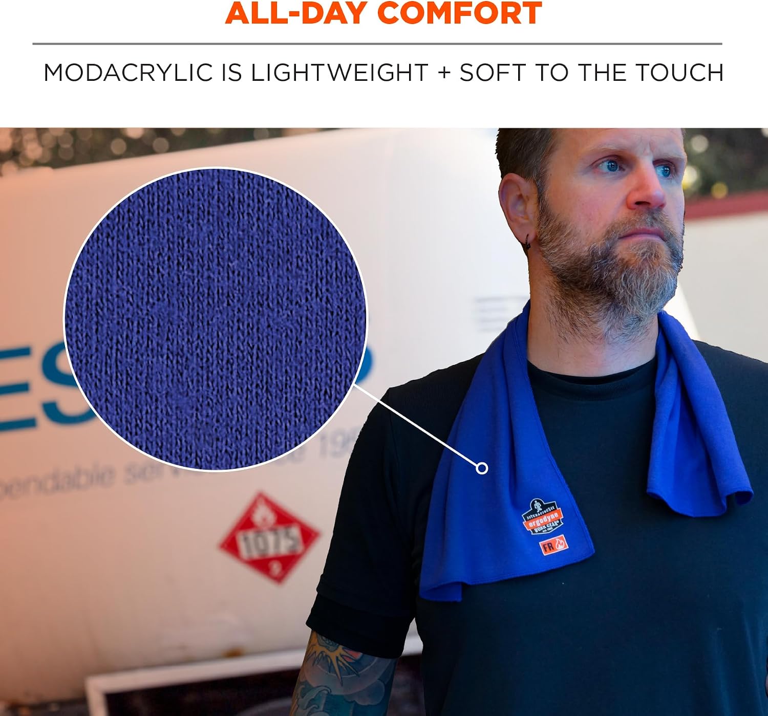 Ergodyne Chill-Its 6606FR Cooling FR Towel, Fire Resistant Modacrylic Knit, Flame Resistant Cooling