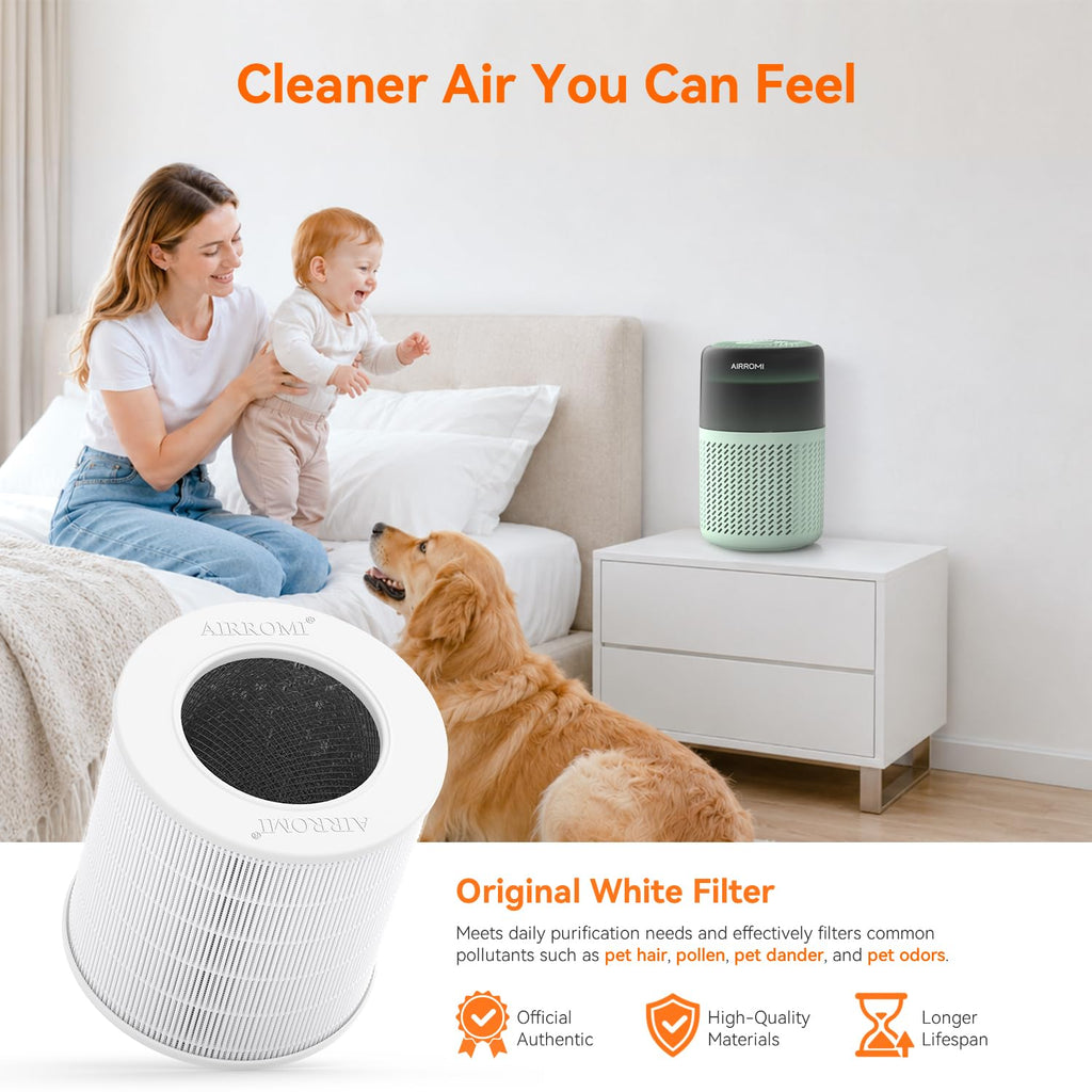 AIRROMI HEPA Air Purifier for Bedroom&Home,Pet Air Purifier for Home Pets,Removes Pet Odor,Cat Litter Smell,Dust,Smoke&Allergies,Quiet Room Air Purifier with Scents,360°Air Cleaner,A2005 Black