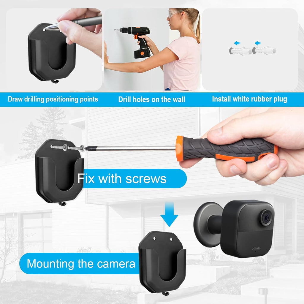 3-Pack Blink Camera Adhesive Wall Mount for Blink Mini/Blink Mini 2 / Blink Outdoor 4 / Blink/Blink Indoor Camera/Ring Indoor Camera（Adhesive mounting and Screw mounting）