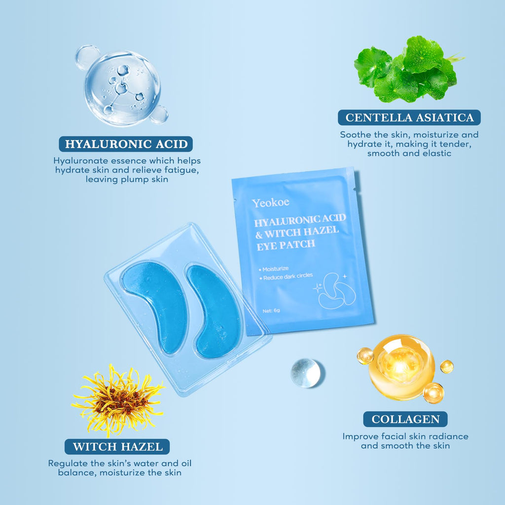 Yeokoe Under Eye Patches for Dark Circles,Eye Mask for Puffy Eyes With Collagen,Retinol,Vitmin C,Hyaluronic Acid and Niacinamide Face Masks Skincare Spa Gifts for Woman 20Pairs