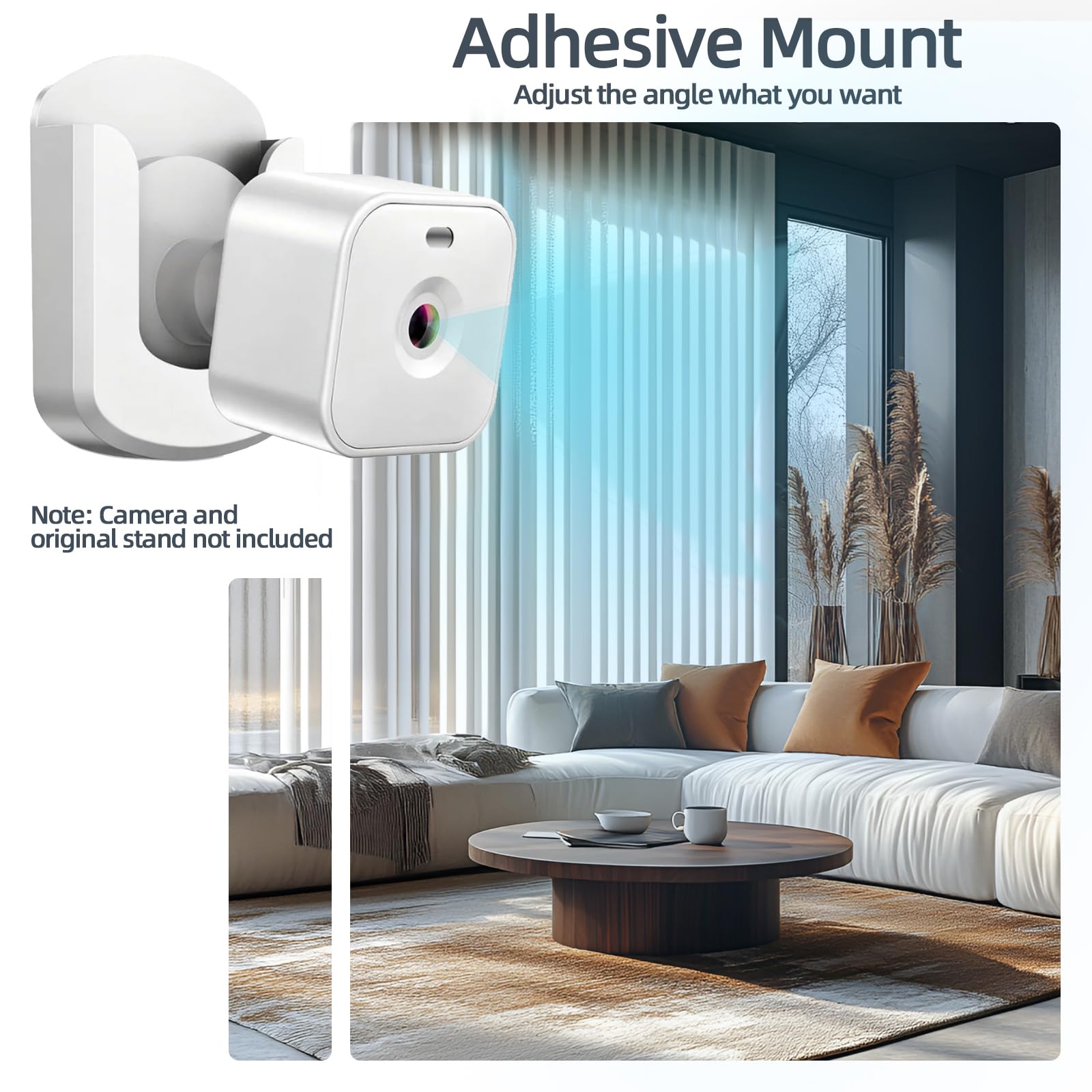 3 Pack Blink Camera Wall Mount Bracket for Blink Outdoor 4 / Outdoor 2K+ / Mini 2 / Mini 2K+ Indoor Cameras, No Drill No Screws, Easy to Install Strong Adhesive Mount for Home Security