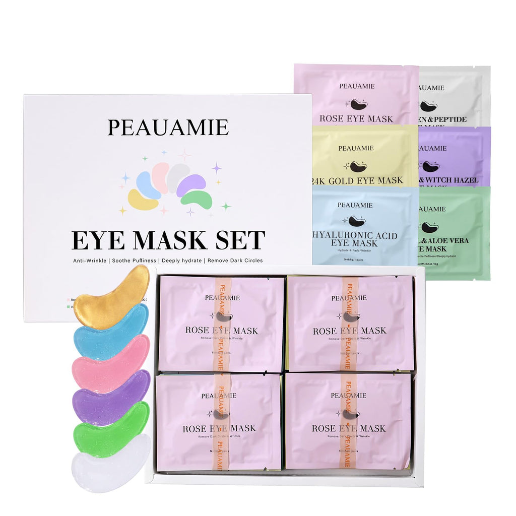 PEAUAMIE Under Eye Patches Collagen and Peptide Eye Mask for Dark Circles and Puffiness,Face Mask Skin Care Products 30 Pairs