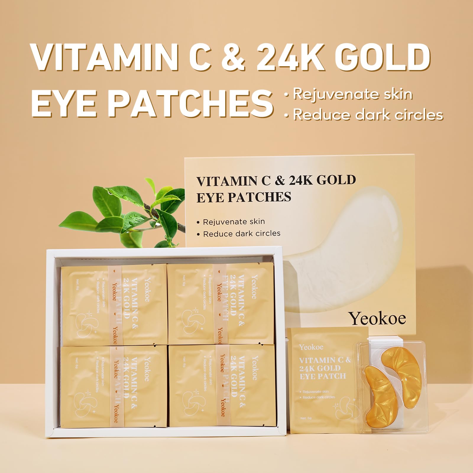 Yeokoe Under Eye Patches for Dark Circles,Eye Mask for Puffy Eyes With Collagen,Retinol,Vitmin C,Hyaluronic Acid and Niacinamide Face Masks Skincare Spa Gifts for Woman 20Pairs