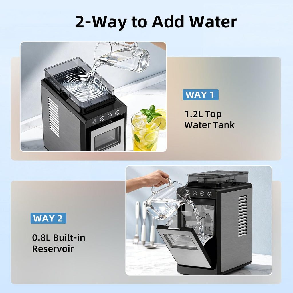 Antarctic Star Ice Maker, Portable Ice Machine with Self-Cleaning Function, 8 Cubes in 6 Mins Fast Countertop Ice Making, Compact Ice Cube Maker for Home, Kitchen, RV, Travel, Stainless Steel