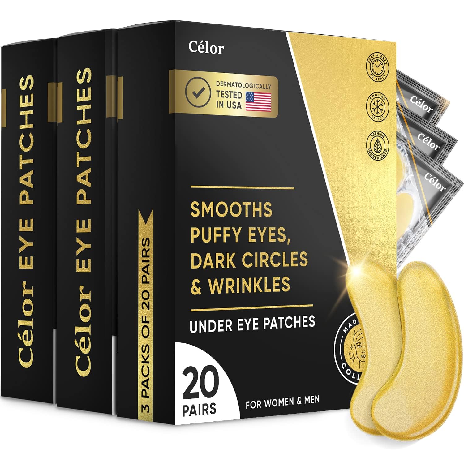 Under Eye Patches (20 Pairs) - Eye Patches For Puffy Eyes And Dark Circles - Under Eye Mask For Beauty & Personal Care - Under Eye Mask Amino Acid & Collagen For Dark Circles And Puffiness by Celor