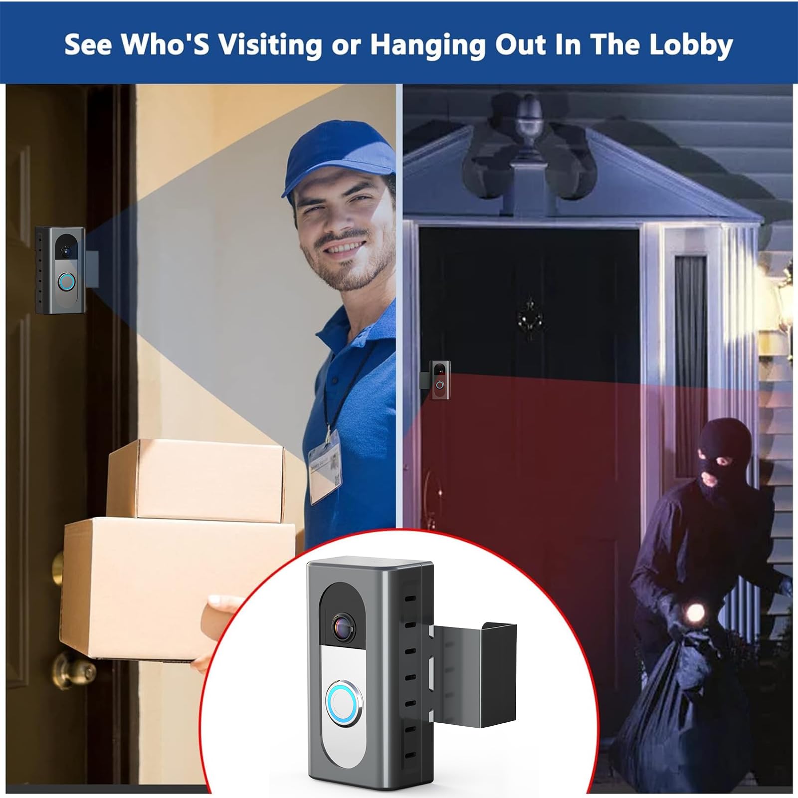 KIMILAR Anti-Theft Video Doorbell Mount Compatible with Ring/Blink Wireless Video Doorbell, Adjustable Mounting Bracket Accessories for Houses, Apartments, Businesses, Not for Blink 2nd Gen