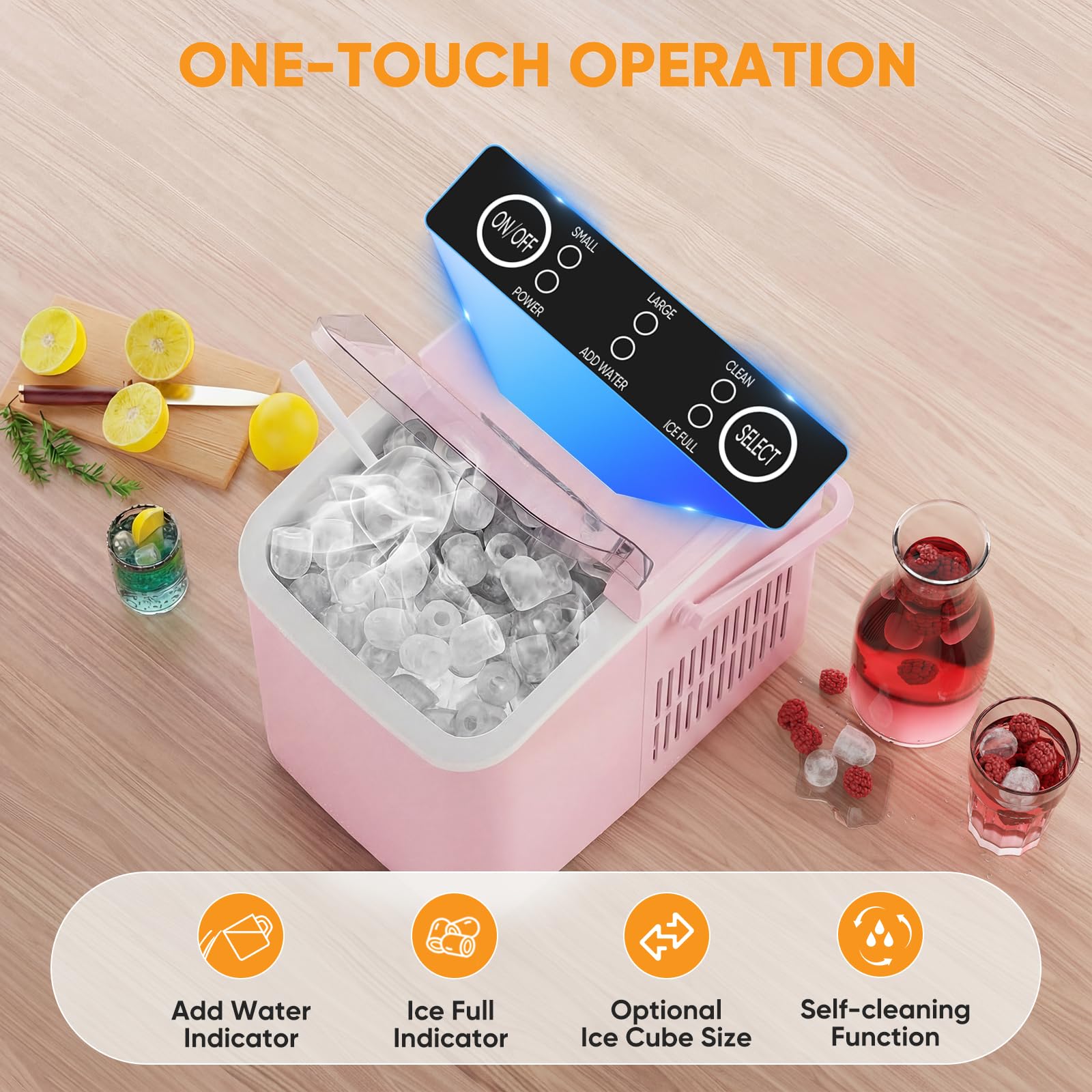 NEWBULIG Ice Makers Countertop with Handle, Portable Ice Machine, 9 Bullet Ice Cubes in 6 Mins, 26lbs in 24Hrs, Auto-Cleaning, with Basket and Scoop, for Home, Kitchen, RV, Camping,Black