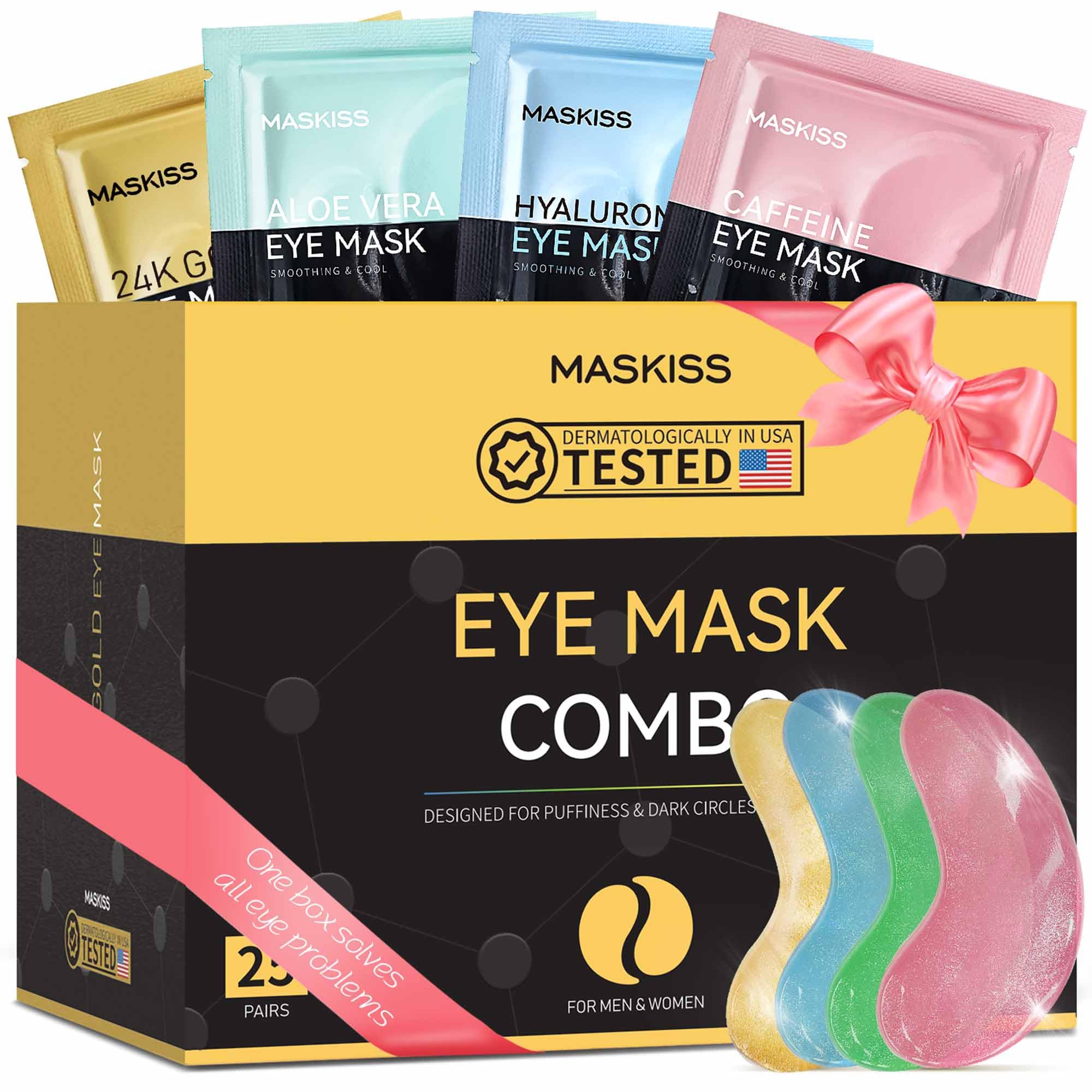 Maskiss Under Eye Patches (50 Pairs), Hyaluronic Acid Eye Masks for Dark Circles Puffy Eyes Undereye Bags, Collagen Eye Patches for Wrinkles and Hydrate, Skin Care Gift for Her