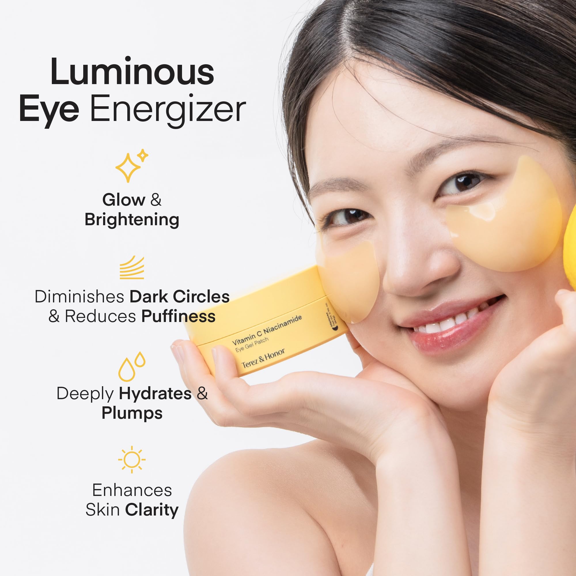 TEREZ & HONOR Peptide Collagen Under Eye Patches - 60 Korean Firming, Glowing & Hydrating Hydrogel Mask for Puffy Eyes, Dark Circles, Wrinkles, Fine Lines, Undereye Bags - Anti-Aging Eye Gel Pads