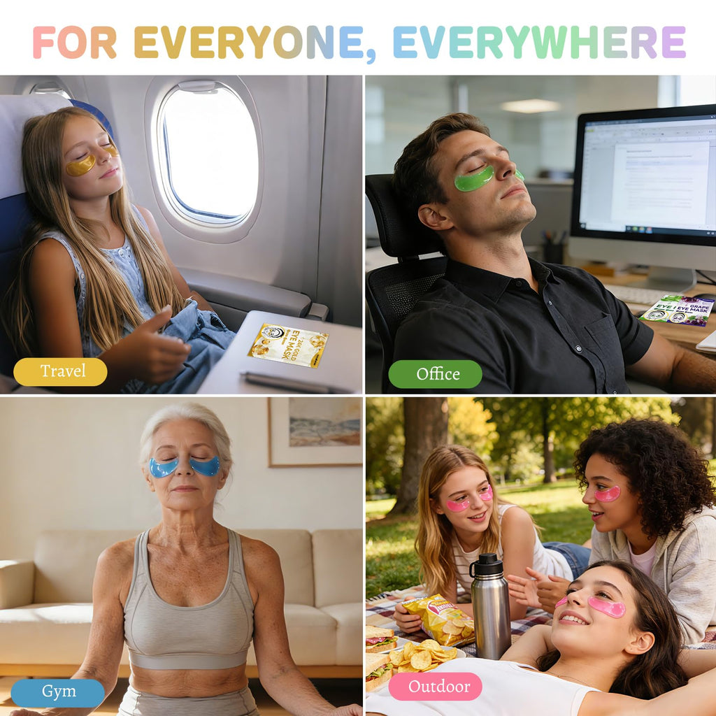 120 Pairs Under Eye Patches,Hydrating Eye Mask For Puffy Eyes &Dark Circles | Hyaluronic, 24K Gold, Grape, Caffeine, Aloe, Variety Pack Travel & Spa Skincare Gifts for Women, Daily Self-care Eye Gels