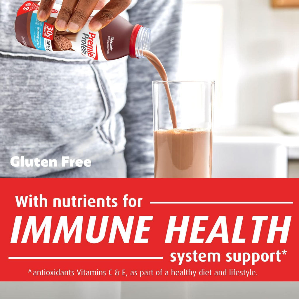 Premier Protein Shake 30g Protein 1g Sugar 24 Vitamins Minerals Nutrients Peaches & Cream Chocolate 12 Packs 138 Fl Oz