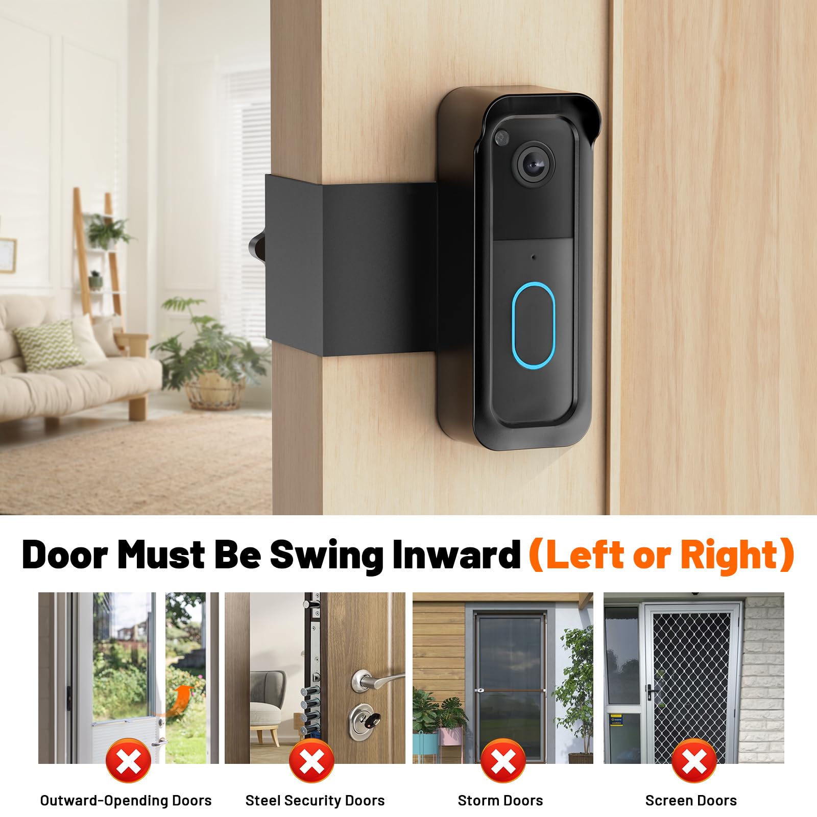 Blink Doorbell Mount, 2nd Gen Anti-Theft Blink Doorbell Camera Mount | For Blink Video Doorbell 1st & 2nd Gen, No Block Sensor & Night Vision, Doorbell Camera Mount Bracket with Rain Cover