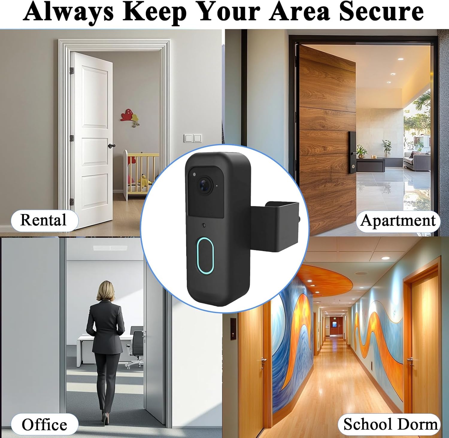 Blink Doorbell Mount, Anti-Theft Blink Video Doorbell Door Mount Bracket, No Drilling, Not Block Motion Sensor, Easy to Install, Fit for Video Doorbell 2nd Gen (Black)