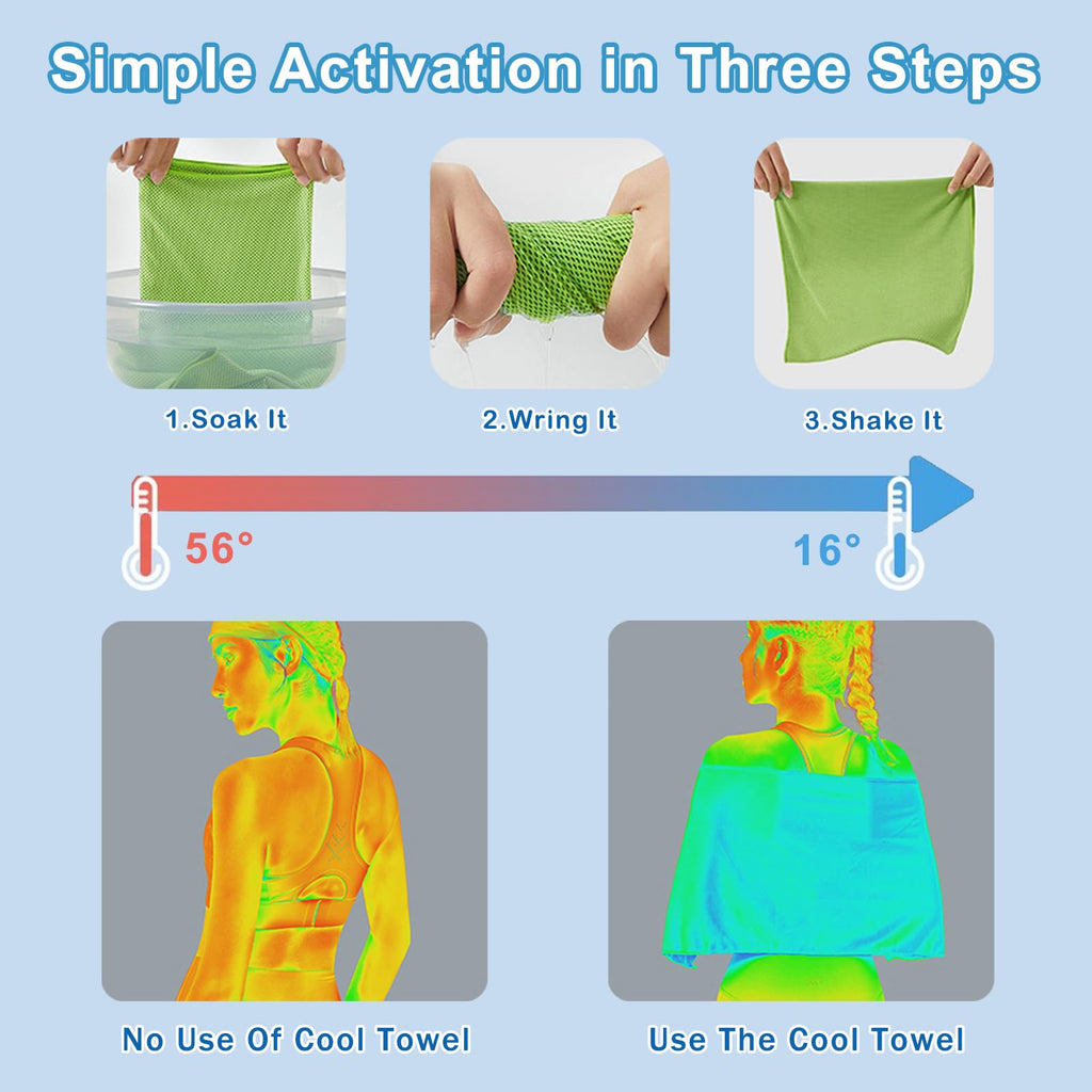 4 Pack Cooling Towels (40"x12"), Microfiber Chilly Towels Soft Breathable Gym Ice Towel for Workout, Yoga, Sport, Silicone Set Travel Sweat Towels Fast Drying Lightweight Cooling Neck Wraps