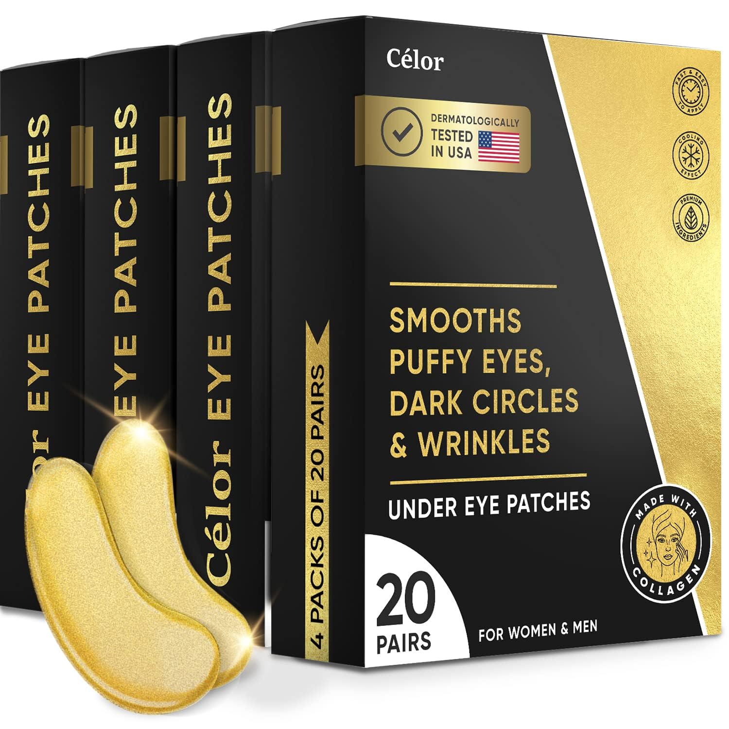 Under Eye Patches (20 Pairs) - Eye Patches For Puffy Eyes And Dark Circles - Under Eye Mask For Beauty & Personal Care - Under Eye Mask Amino Acid & Collagen For Dark Circles And Puffiness by Celor