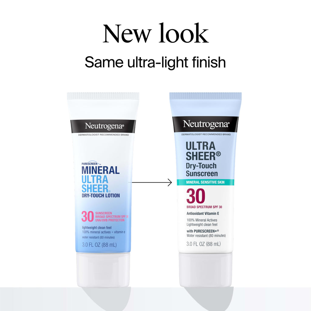 Neutrogena, Ultra Sheer Dry-Touch Sunscreen SPF 55 for Face and Body, Lightweight Non Greasy Broad Spectrum Uva/Uvb Protection, No White Cast, Water Resistant (80 Min) Travel Sunscreen Lotion, 88.7 mL
