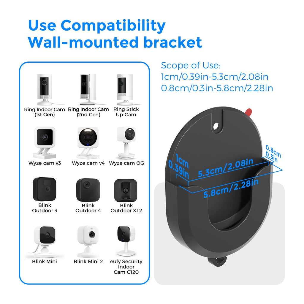 No Drill Mount Compatible with Blink/Ring/Wyze Camera,Fixing Bracket with Strong Self-Adhesive Tape Fits for Ring Indoor Cam(1st/2nd Gen),RingStick Up Cam,Blink Camera 4/3,BlinkMini 2K+