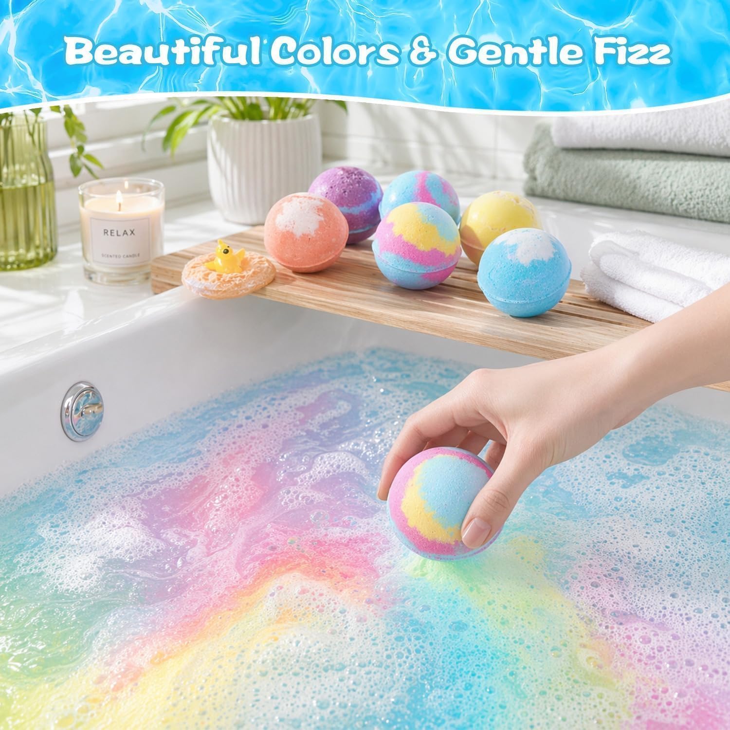 Ocean Toy Bath Salt Ball Sleeve Box Bath Bombs, 2026 New 12 Pack Bath Gift Bombs with Surprise Inside, Ocean Theme Bath Fizzies, Fizzy Bubble Bath Gift Easter Basket Stuffers (Blue 12Pack)
