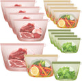 100% Reusable Silicone Bags for Food Storage, 12 Pack Double-Lock Reusable Bags Stand-Up Wide-Mouth Leakproof for Soup, Sous Vide, Freezer Microwave Dishwasher Safe, 4 Half Gallon 4 Sandwich 4 Snack