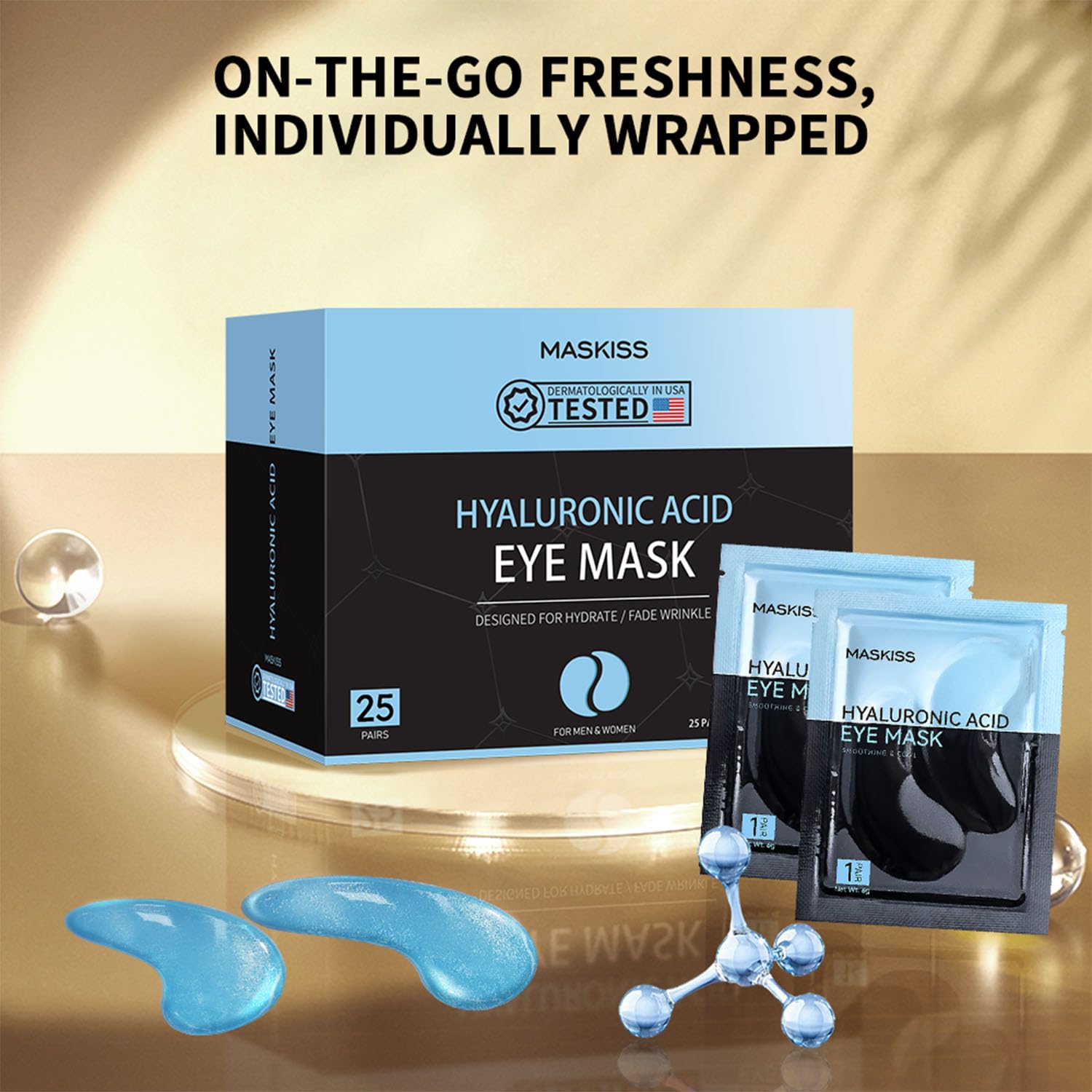 Maskiss Under Eye Patches (50 Pairs), Hyaluronic Acid Eye Masks for Dark Circles Puffy Eyes Undereye Bags, Collagen Eye Patches for Wrinkles and Hydrate, Skin Care Gift for Her