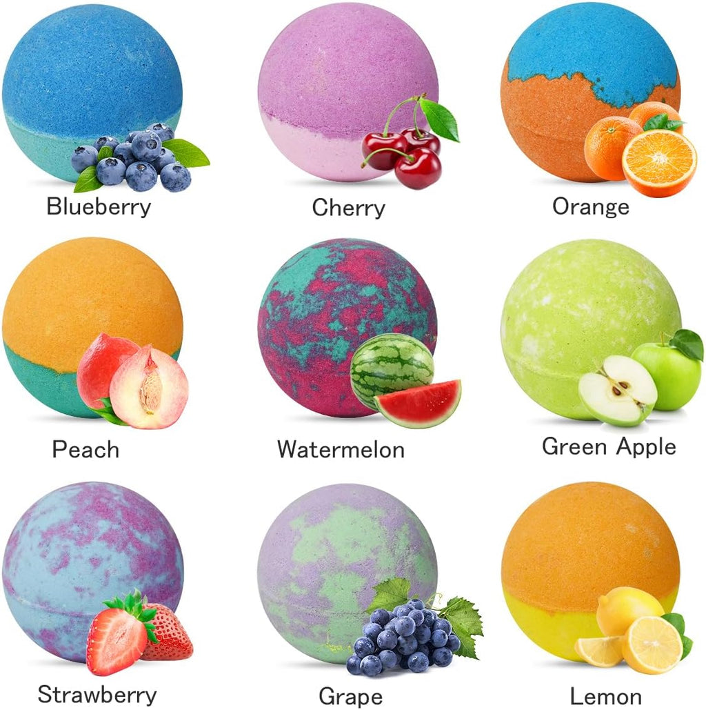 Bath Bombs for Kids with Toys Inside, 9 Pack Handmde Bath Bombs Set with Pull-Back Cars Inside, Rich Foam Color Bubble Set Boys Girls for Skin Moisturizing