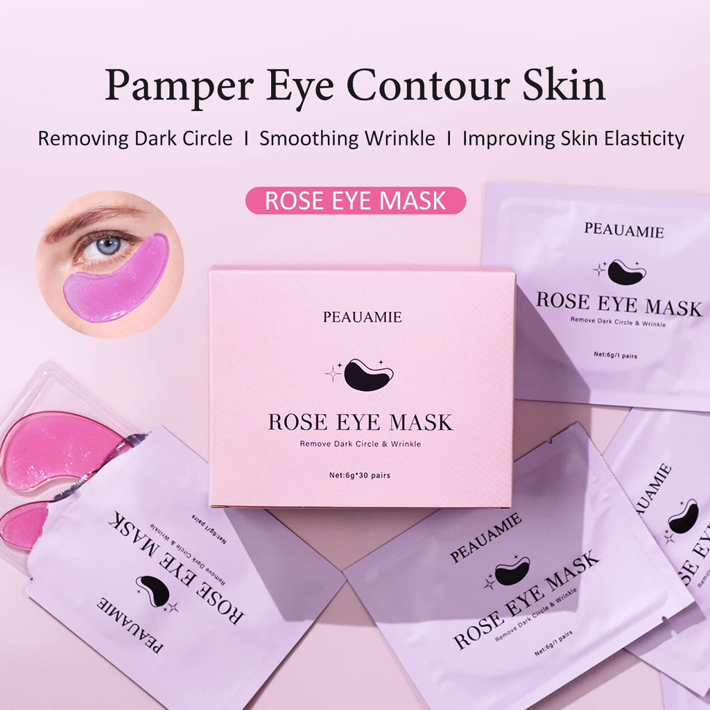 PEAUAMIE Under Eye Patches Collagen and Peptide Eye Mask for Dark Circles and Puffiness,Face Mask Skin Care Products 30 Pairs