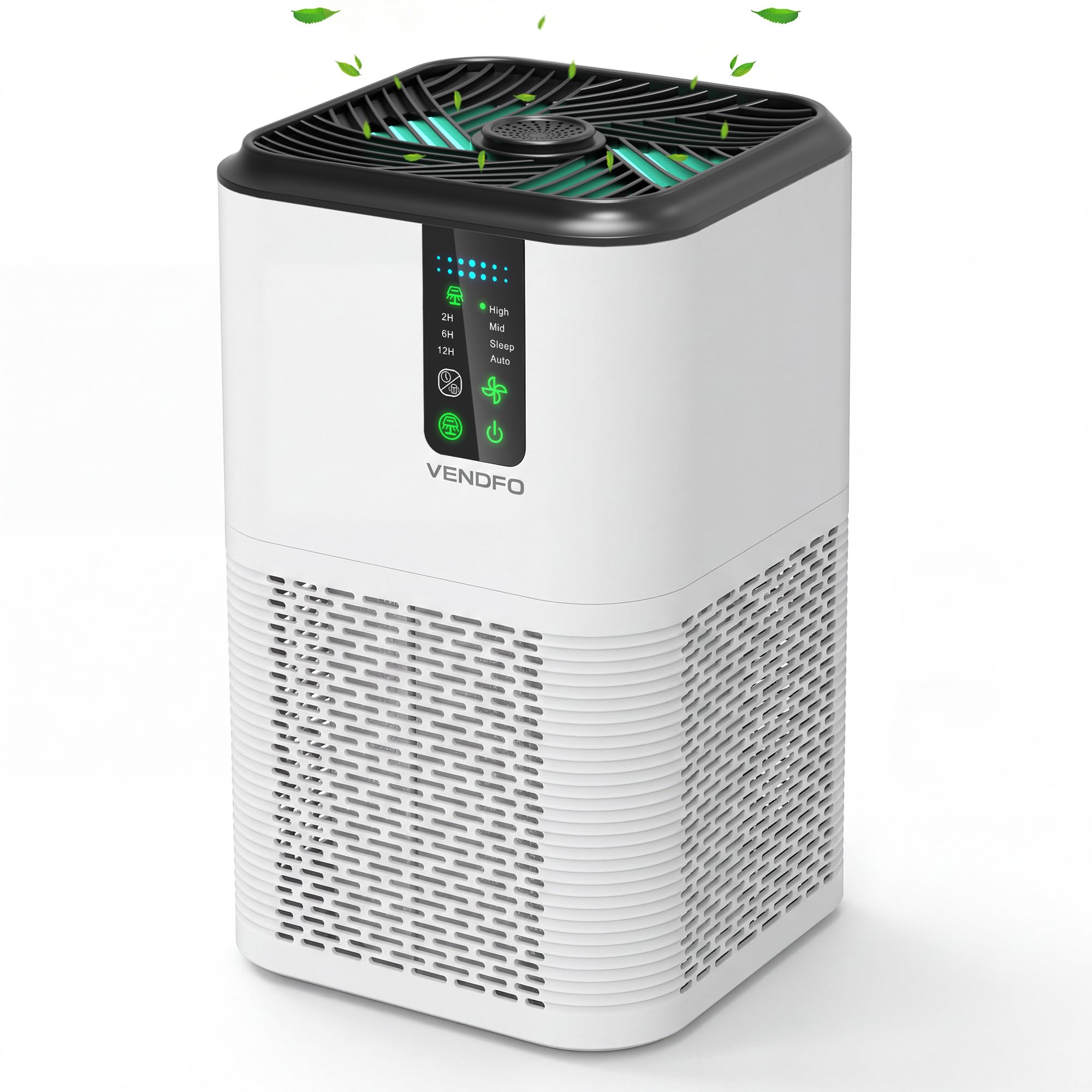 Air Purifiers for Home Large Room Up to 1750ft², Vendfo H13 HEPA Air Purifier for Bedroom with Auto Air Quality Monitor, Air Cleaner with Fragrance for Smoke Dust Pollen Pets Hair Odor, White Black