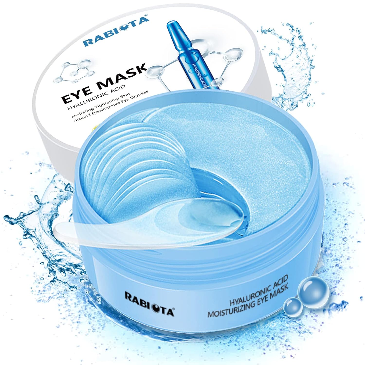 Under Eye Patches,30 pairs Hyaluronic Acid Anti-Aging Under Eye Mask, Collagen Under Eye Gel Pads for Dark Circles, Wrinkles, Fine Line, Puffiness (Blue)