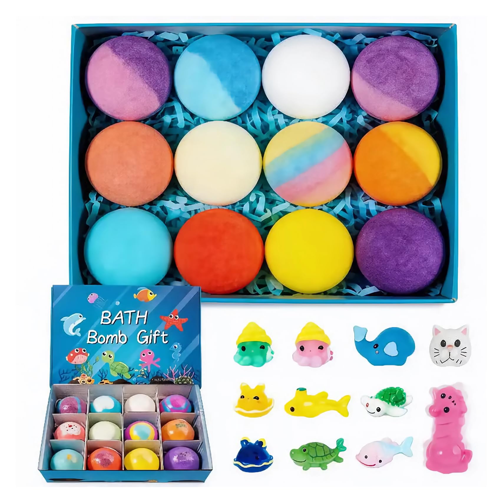 6 Pack Natural Bath Bombs with Mega Bubbles & Surprise Inside Animal Bulk Easter Basket Stuffers Organic All Natural Bath Bombs Gift Set Skin-Friendly Bathing Bath Fun Magic Bath Bombs Birthday Gift