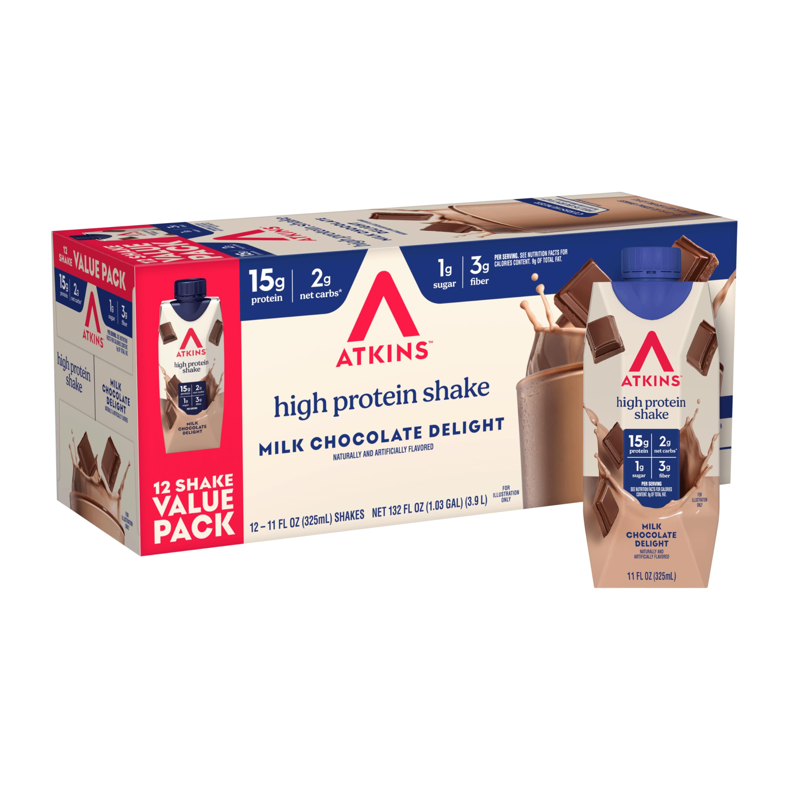 Atkins Chocolate Banana Protein-Rich Shake. With B Vitamins and Protein. Made with Real Fruit. Keto-Friendly and Gluten Free, 11 Fl Oz (Pack of 12)