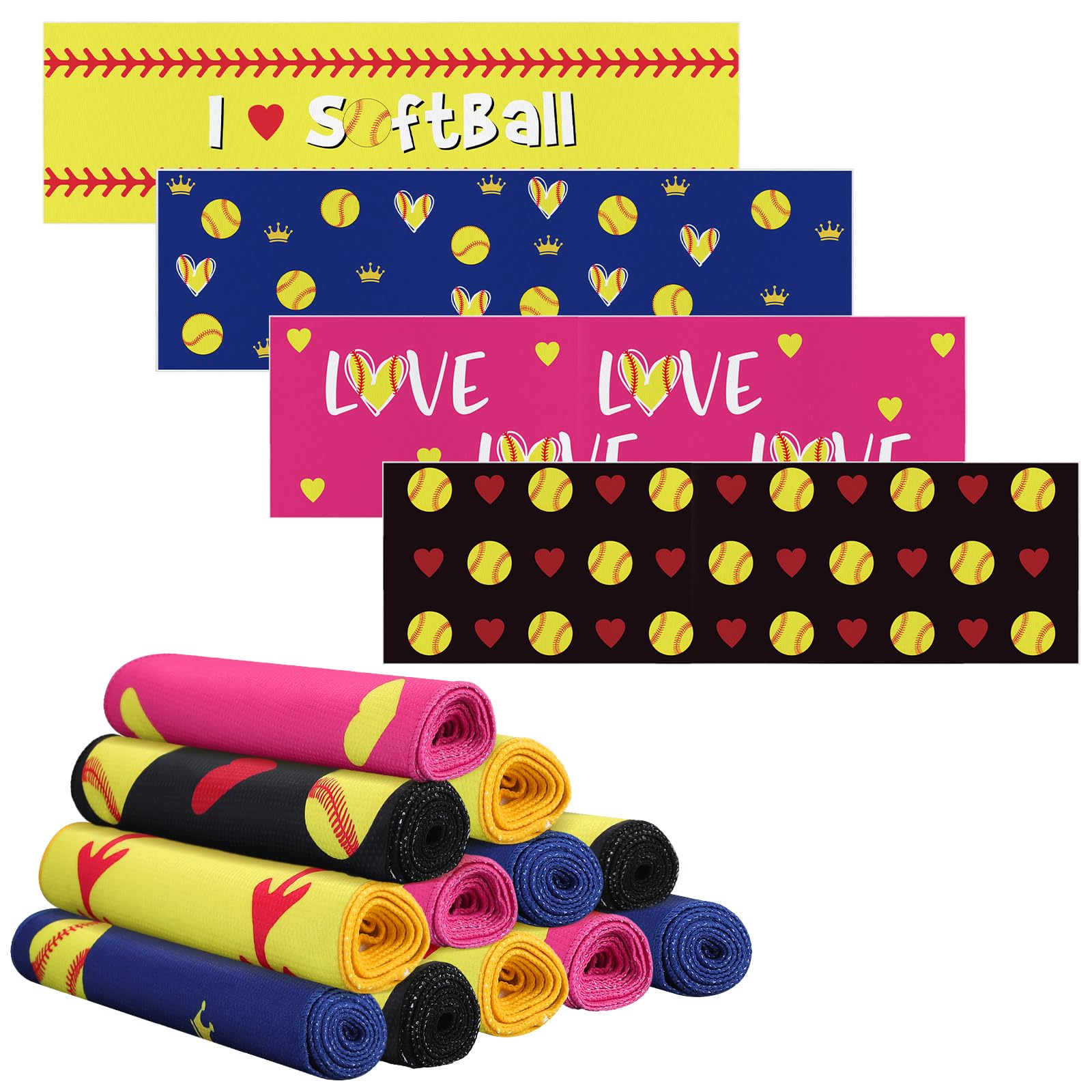 Tegeme 12 Counts Baseball Ice Cream Cooling Towels 40"x12" Sports Breathable Chilly Ice Fast Drying Towel Cool Training Sweat Rag for Coach Sport Party Favors Team Gift