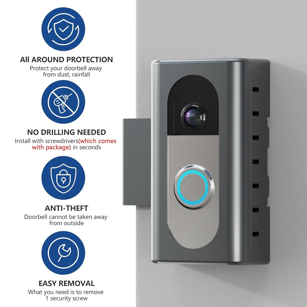 KIMILAR Anti-Theft Video Doorbell Mount Compatible with Ring/Blink Wireless Video Doorbell, Adjustable Mounting Bracket Accessories for Houses, Apartments, Businesses, Not for Blink 2nd Gen