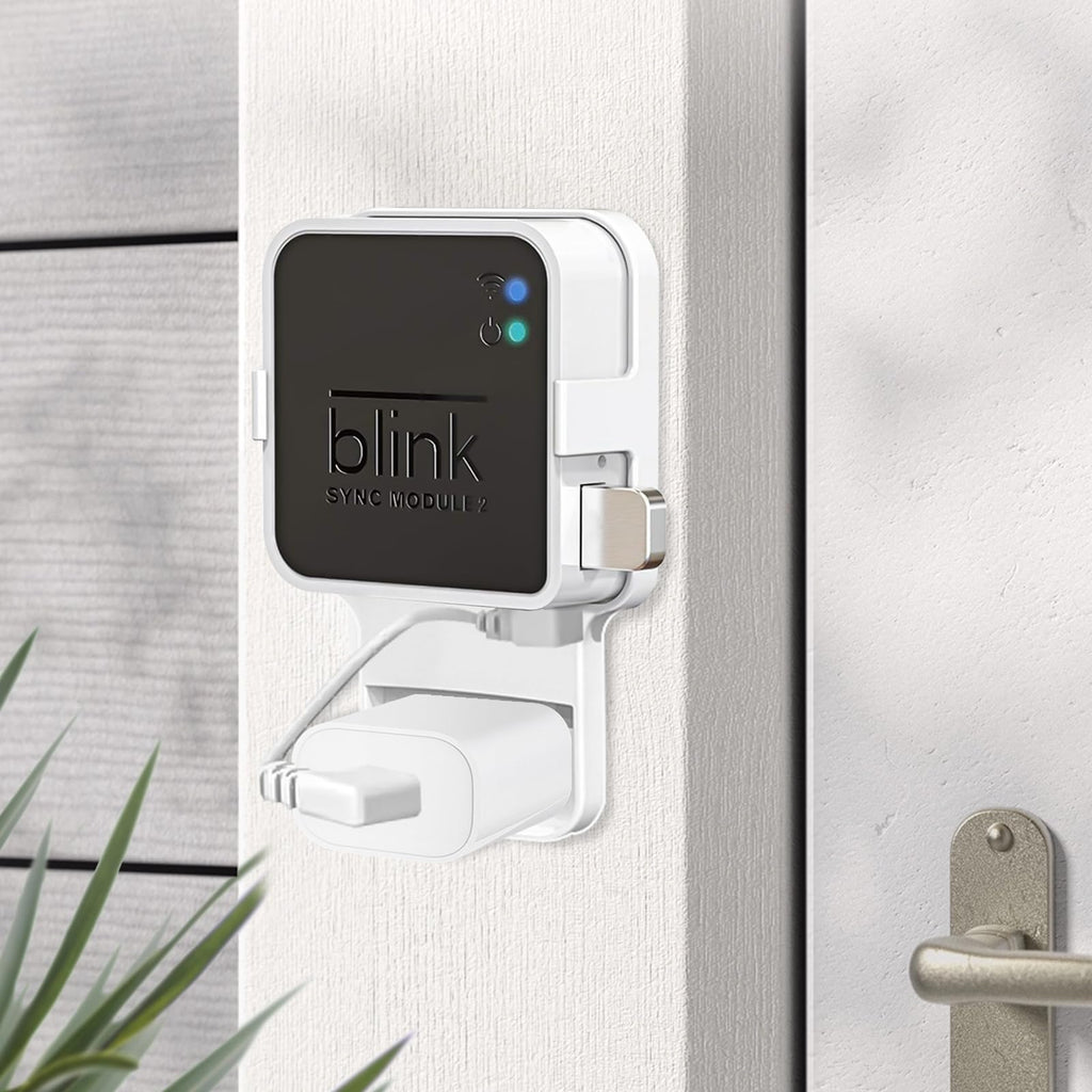 Sync Module 2 Outlet Wall Mount for Blink Doorbell Camera, Window Sensors Accessories,Doorbell Chime Inside House Bracket Holder with Short Cable (1 Wall Holder)