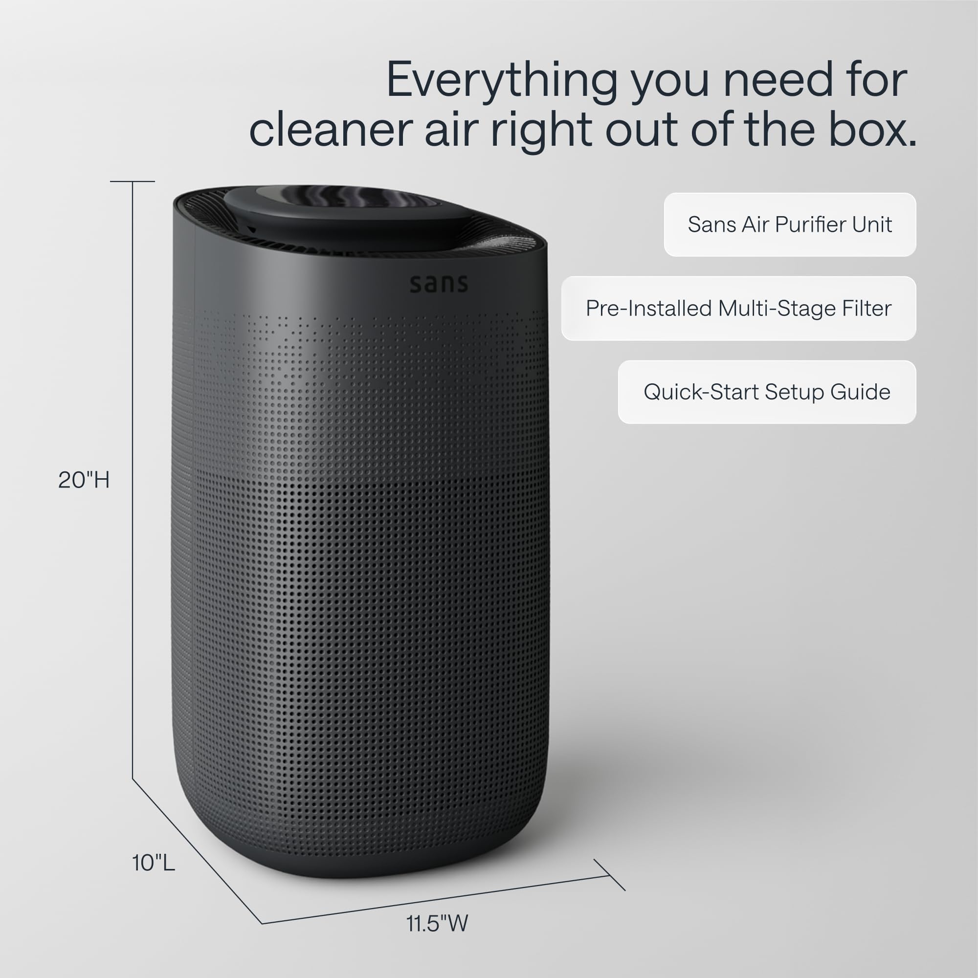 Sans True HEPA Air Purifier for Extra Large Rooms (1,854 sq ft) | UV-C Light Layer & Carbon Odor Absorption | Quiet 25dB Auto-Mode, Captures Smoke, Dust & Allergens (White)