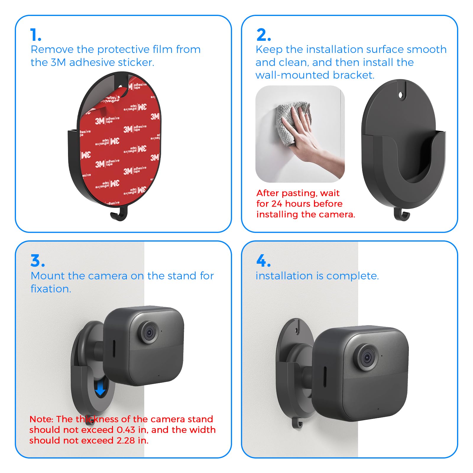 No Drill Mount Compatible with Blink/Ring/Wyze Camera,Fixing Bracket with Strong Self-Adhesive Tape Fits for Ring Indoor Cam(1st/2nd Gen),RingStick Up Cam,Blink Camera 4/3,BlinkMini 2K+