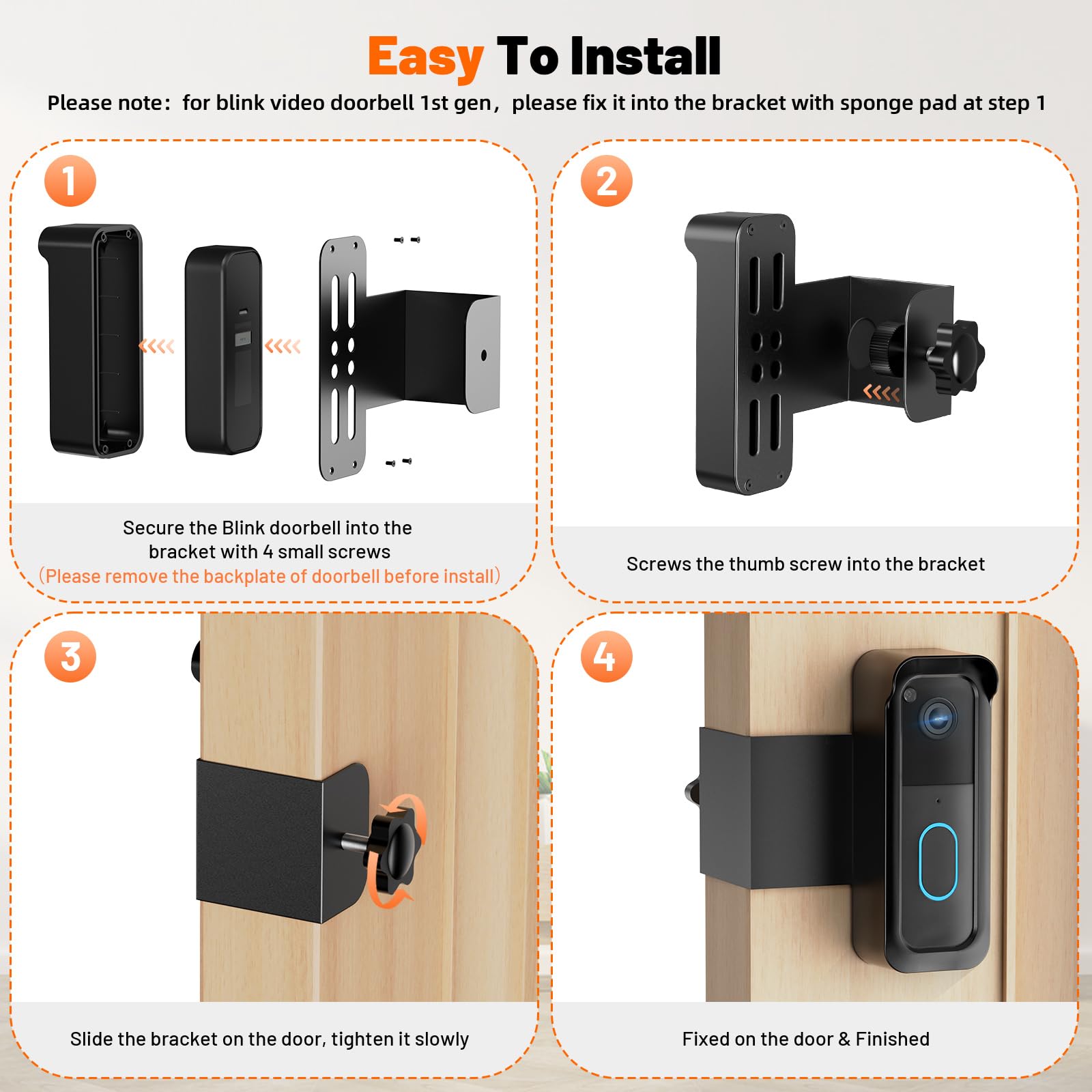 Blink Doorbell Mount, 2nd Gen Anti-Theft Blink Doorbell Camera Mount | For Blink Video Doorbell 1st & 2nd Gen, No Block Sensor & Night Vision, Doorbell Camera Mount Bracket with Rain Cover