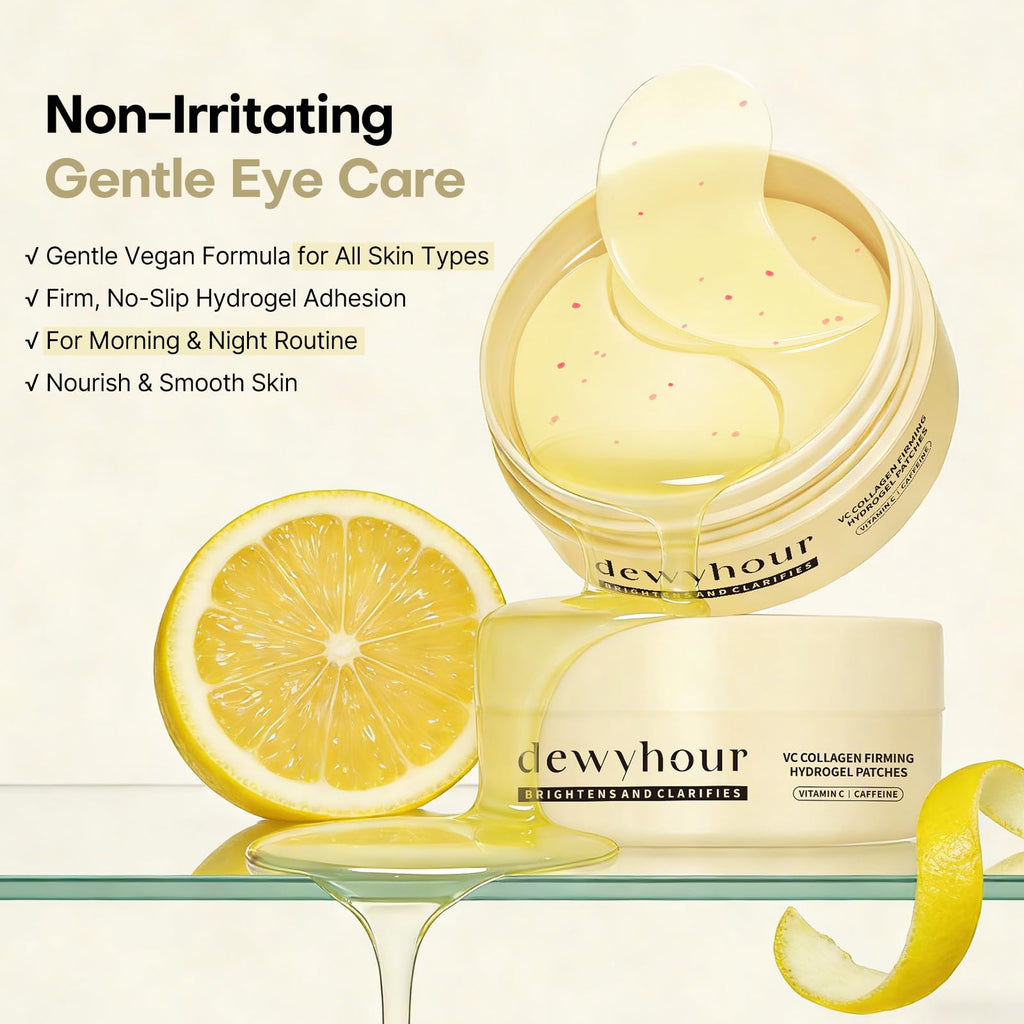 dewyhour Retinol Collagen Firming Hydrogel Patches - Under Eye Patches for Puffy Eyes & Dark Circles, Moisturizing Eye Mask with Caffeine & Hyaluronic Acid, Gentle Korean Skincare