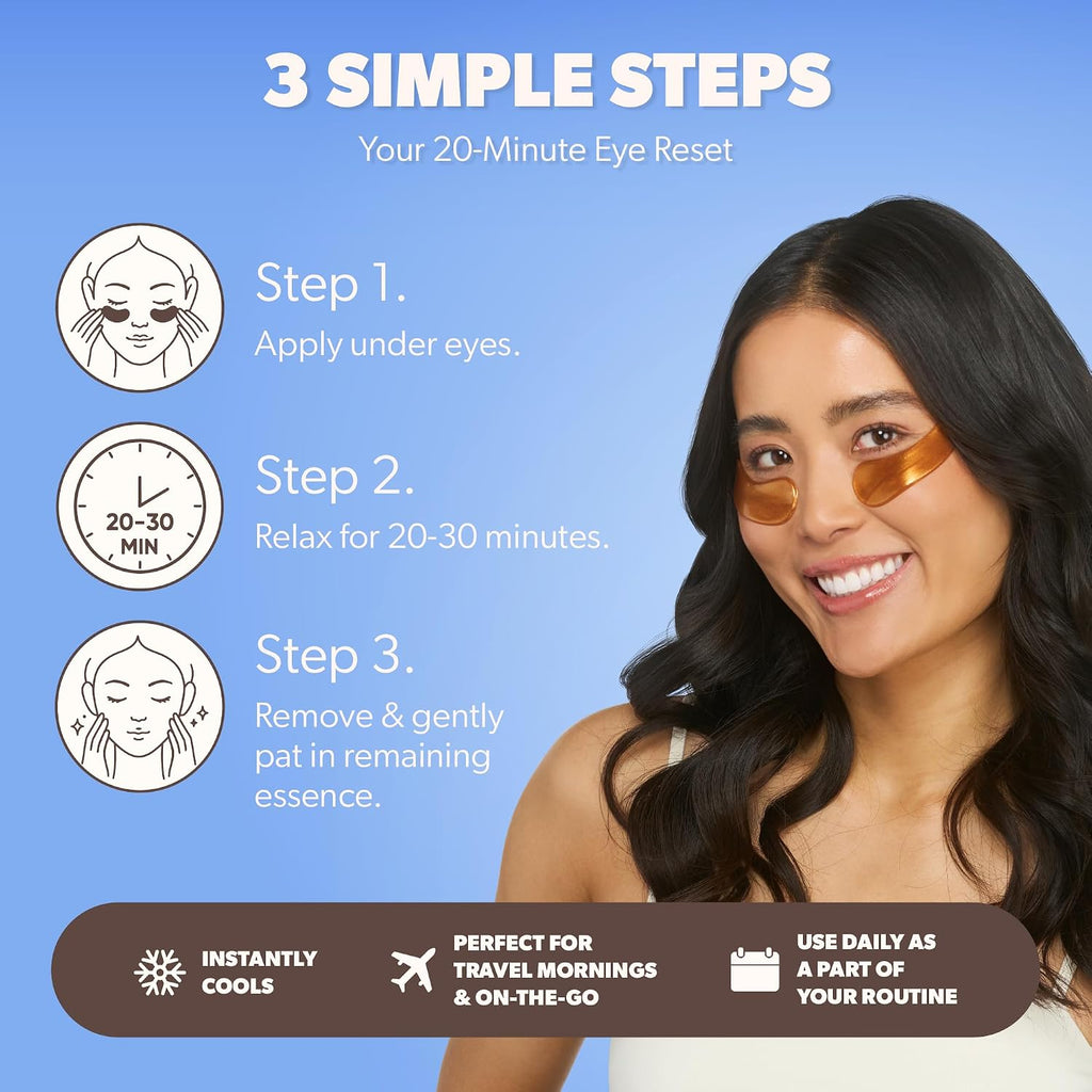Smoothies Under Eye Patches Ice Cooling and Depuffing - Korean Skincare - Hydrating Eye Mask Gel for Visibly Brightening the Appearance of Dark Circles, Revitalizing & Refreshing, 3 Pack